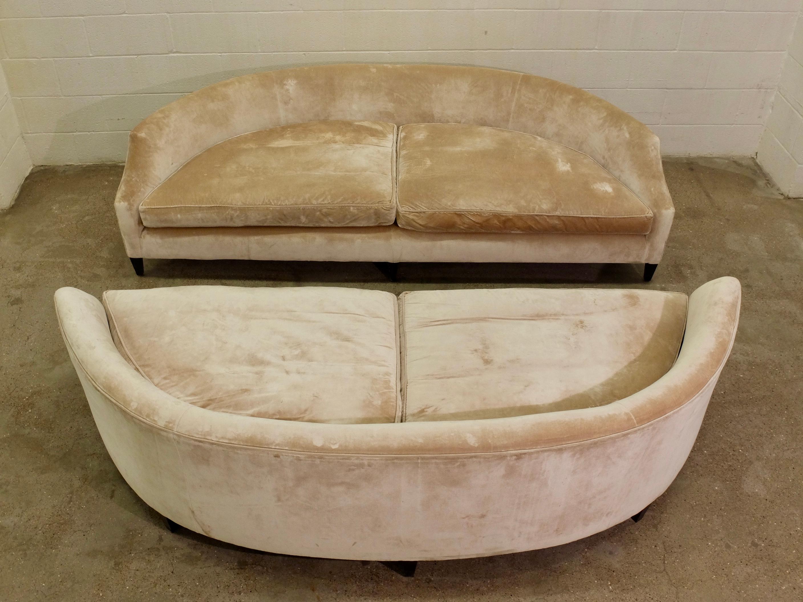 Extraordinary Divine Pair of Canapés Sofa's by Arthur Brett in Champagne Velvet 5