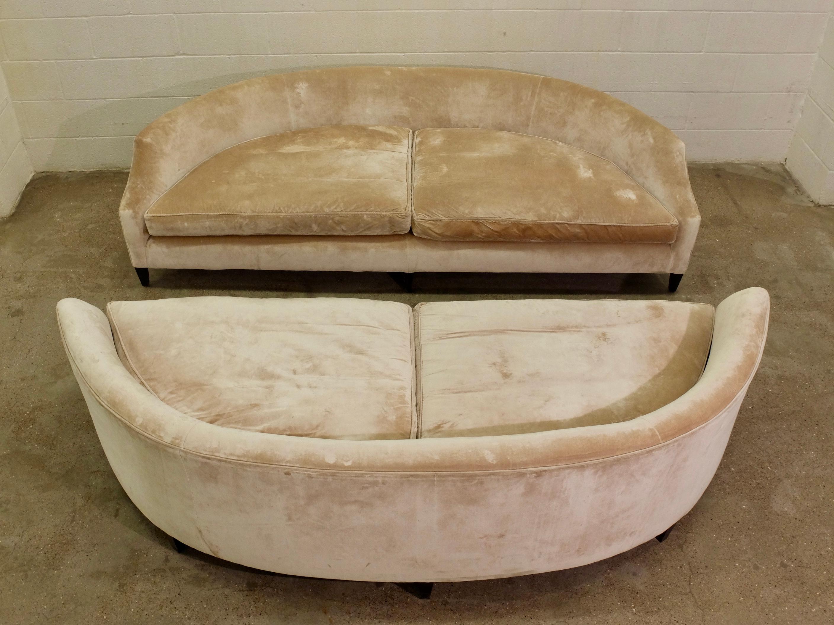 Extraordinary Divine Pair of Canapés Sofa's by Arthur Brett in Champagne Velvet 6