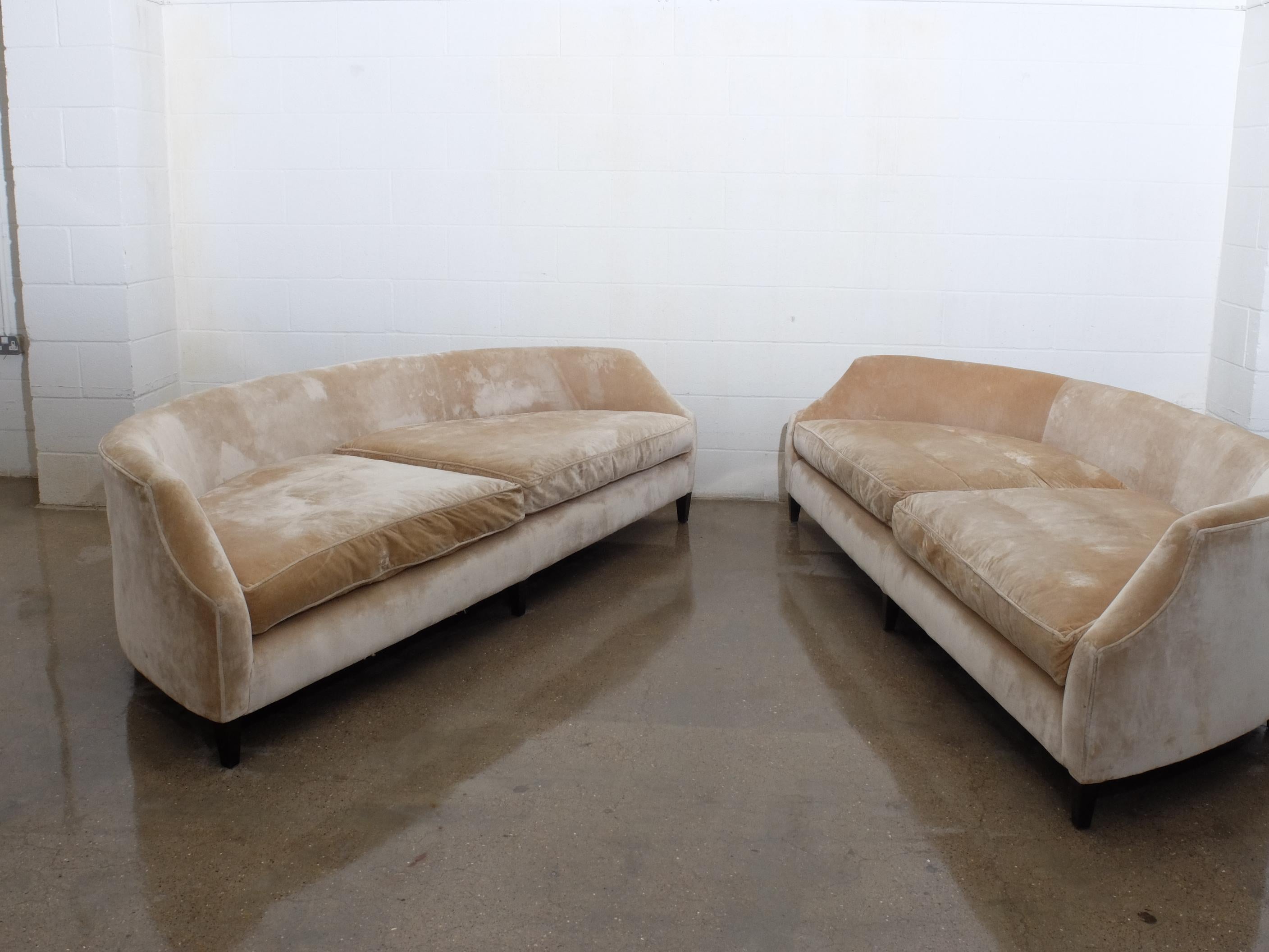 Extraordinary Divine Pair of Canapés Sofa's by Arthur Brett in Champagne Velvet 7
