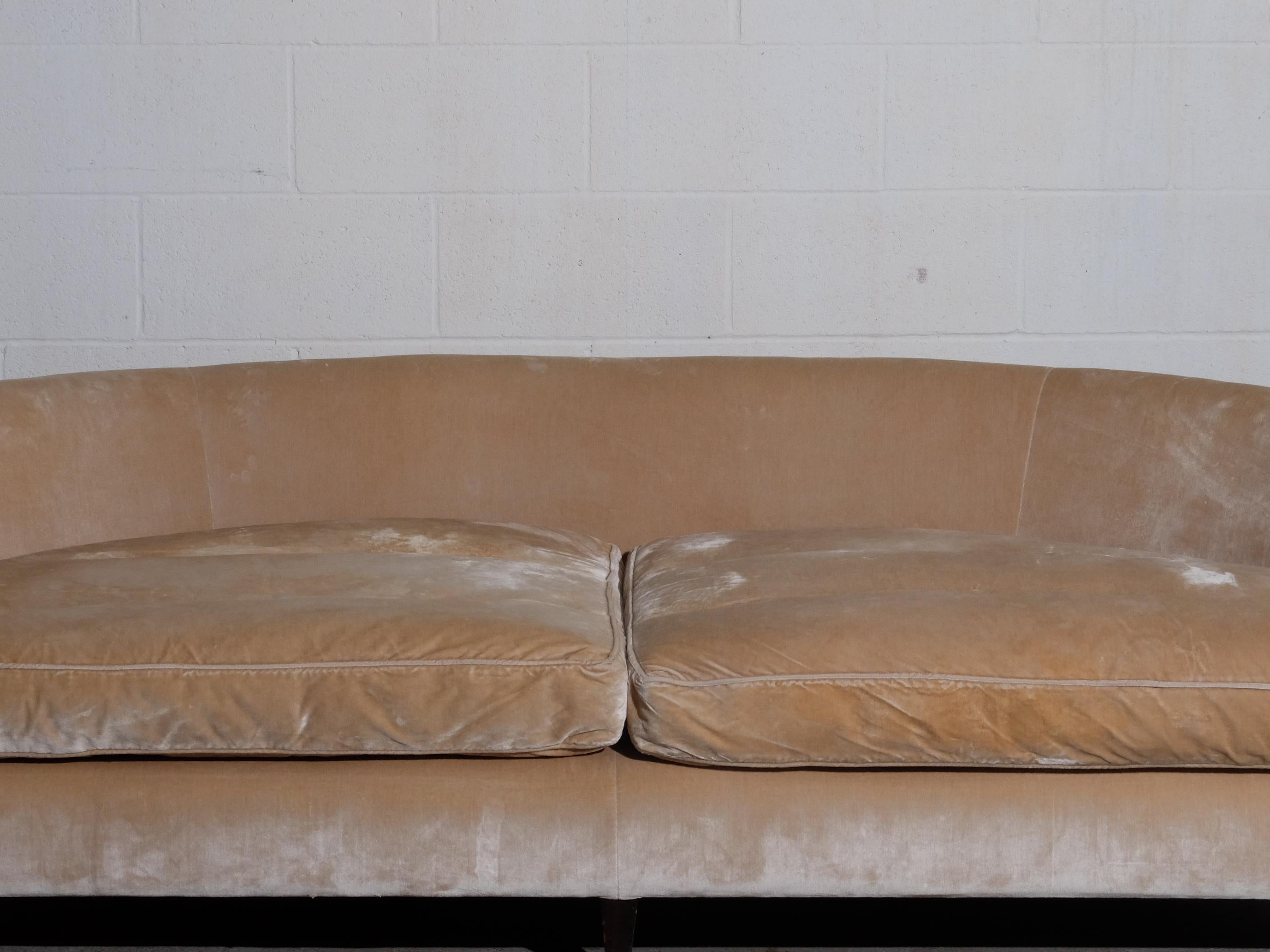 Extraordinary Divine Pair of Canapés Sofa's by Arthur Brett in Champagne Velvet 13