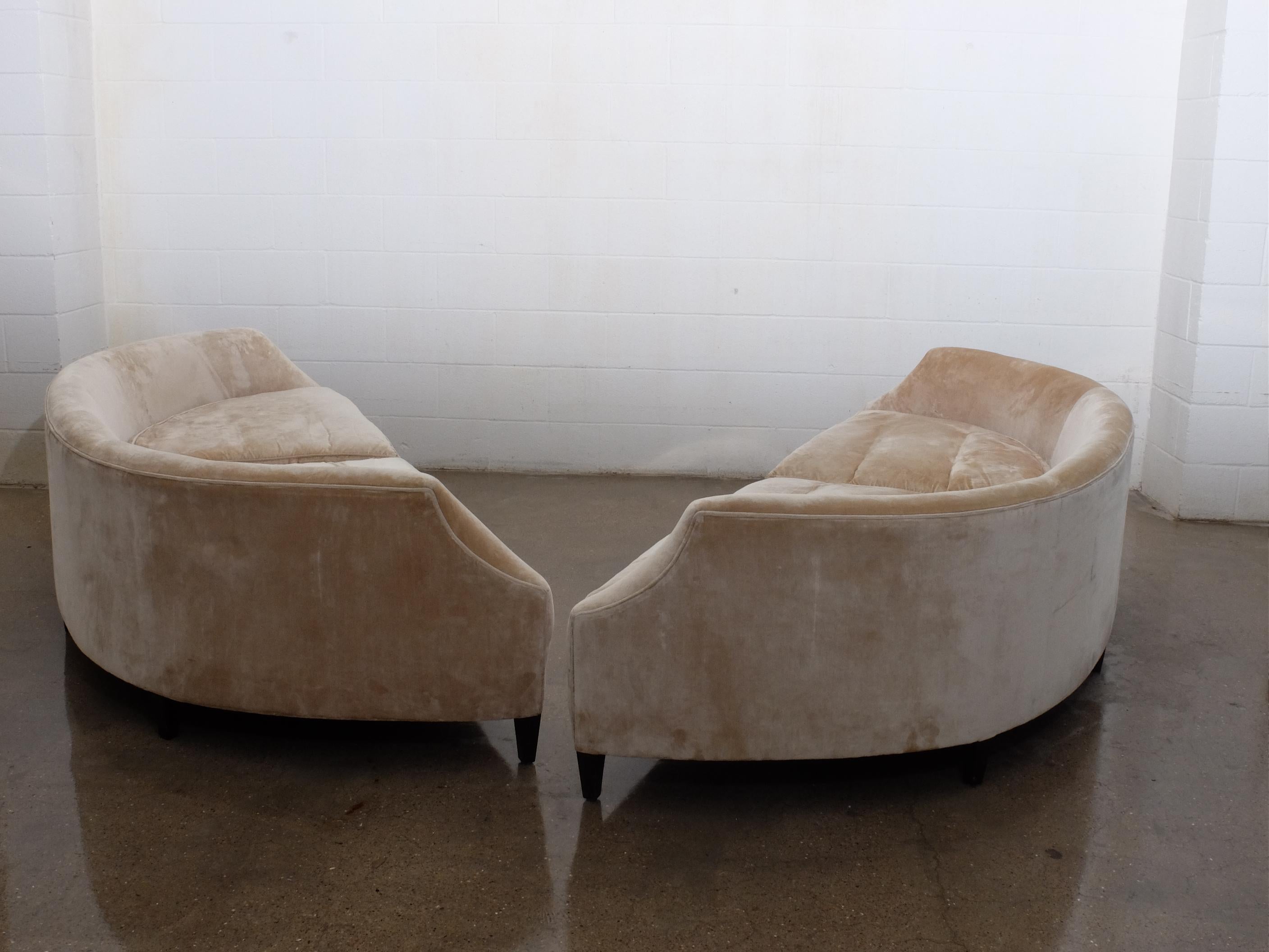Extraordinary Divine Pair of Canapés Sofa's by Arthur Brett in Champagne Velvet 13