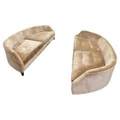 Extraordinary Divine Pair of Canapés Sofa's by Arthur Brett in Champagne Velvet