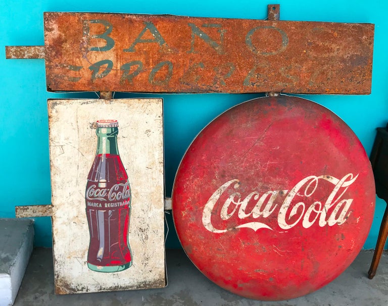 Download Extraordinary Double Sided Mexican Coca Cola 5ft Sign, 1950s For Sale at 1stDibs