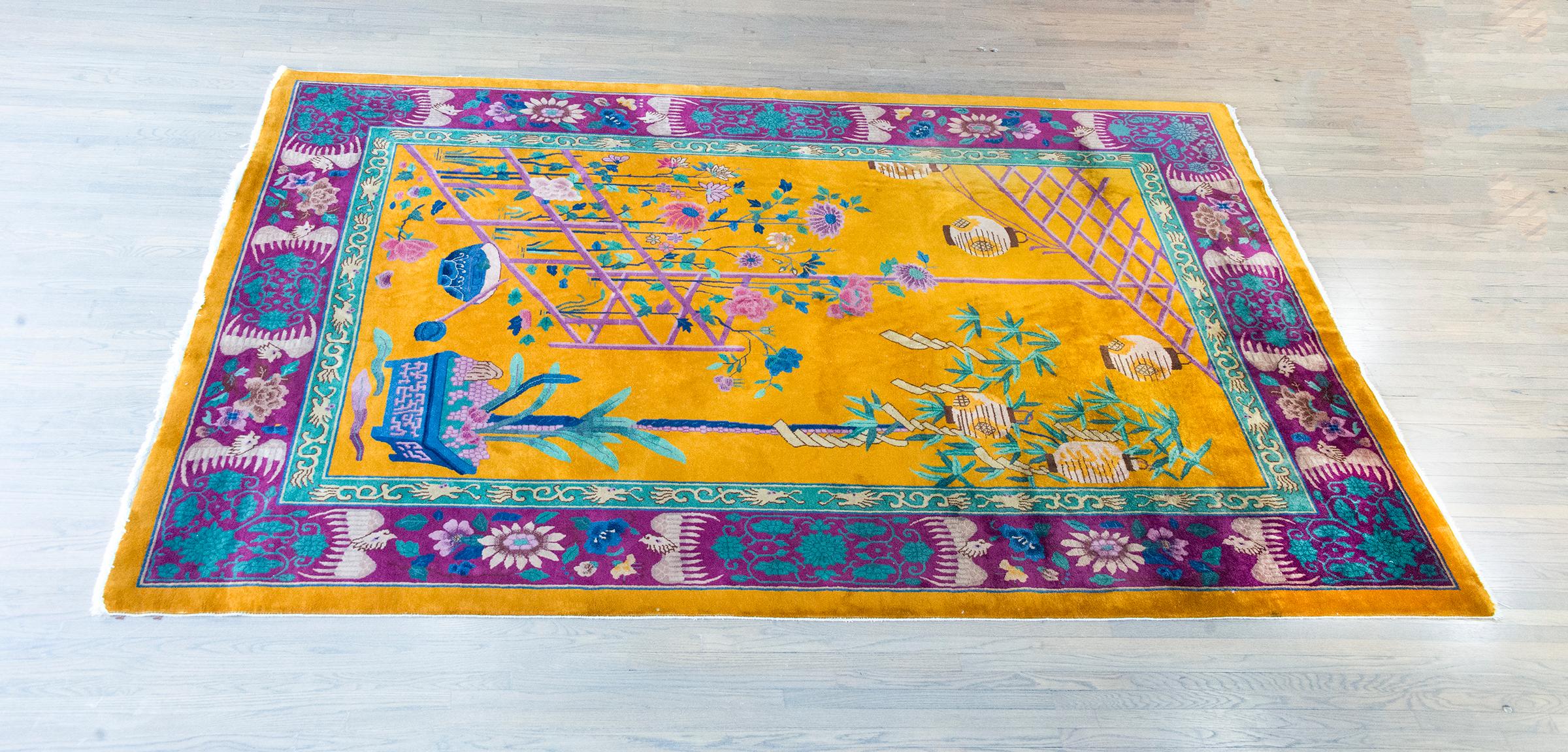 Extraordinaire tapis chinois Art Déco du début du 20e siècle en vente 7