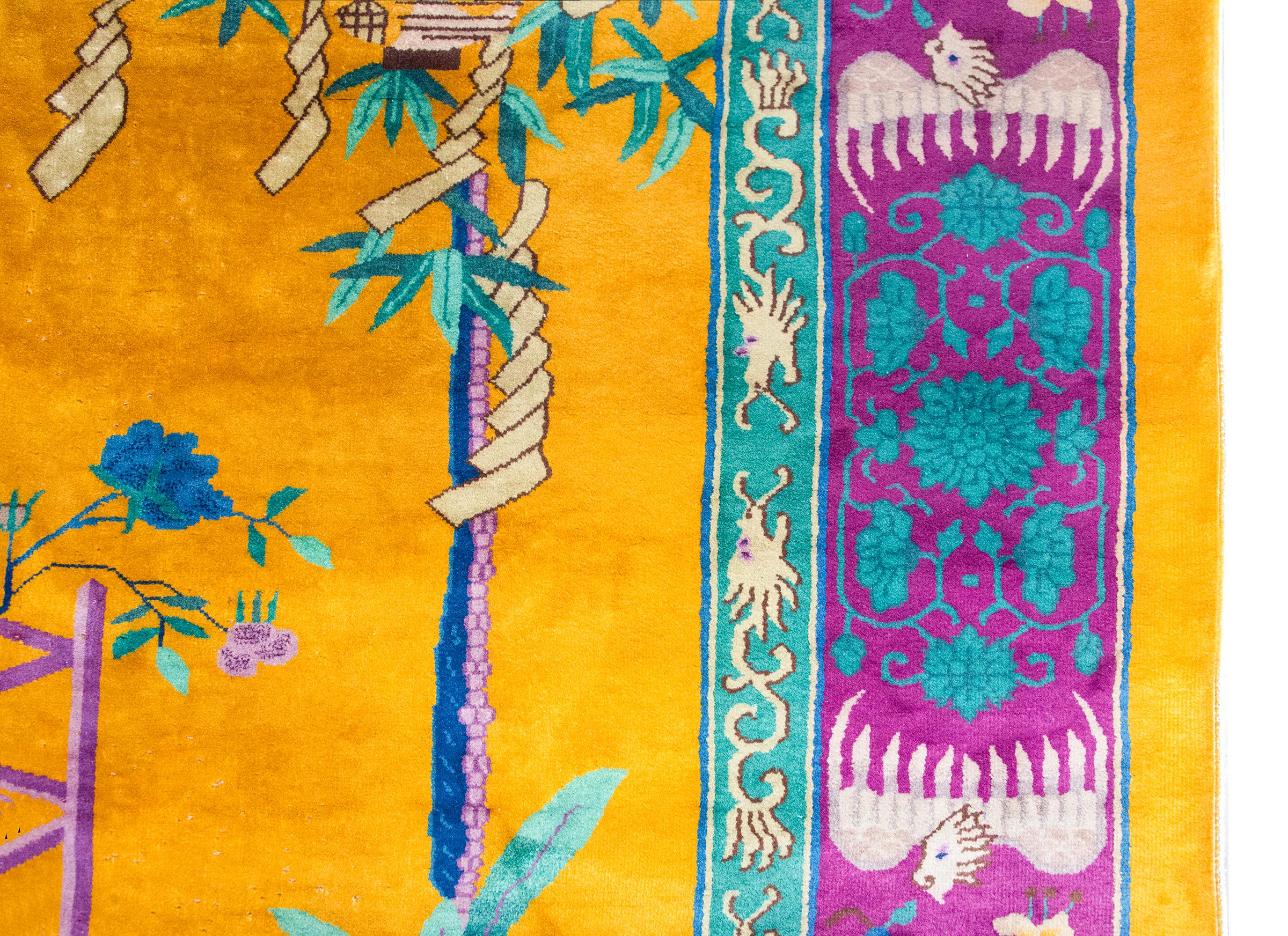 Noué à la main Extraordinaire tapis chinois Art Déco du début du 20e siècle en vente