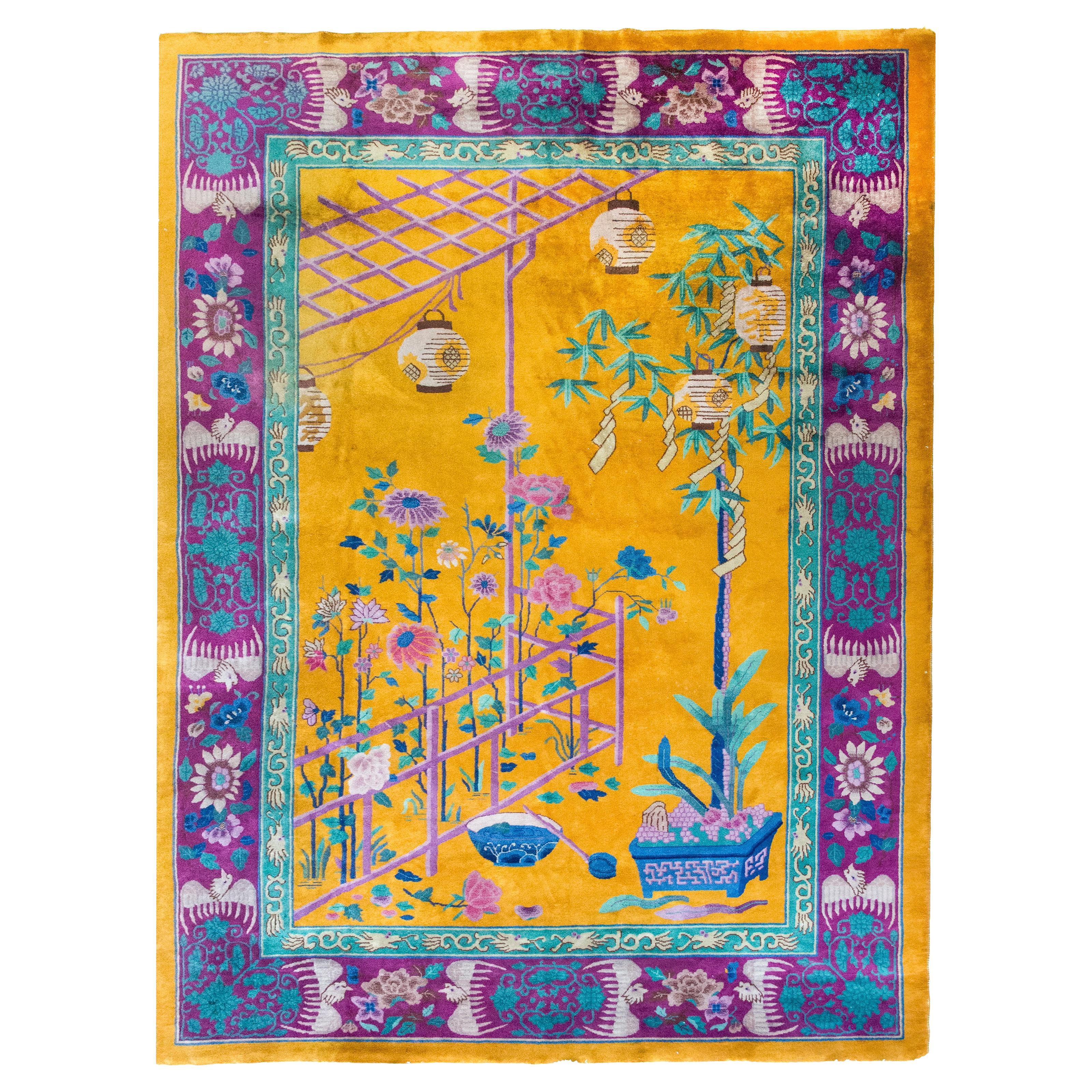 Außergewöhnlicher chinesischer Art-déco-Teppich des frühen 20. Jahrhunderts