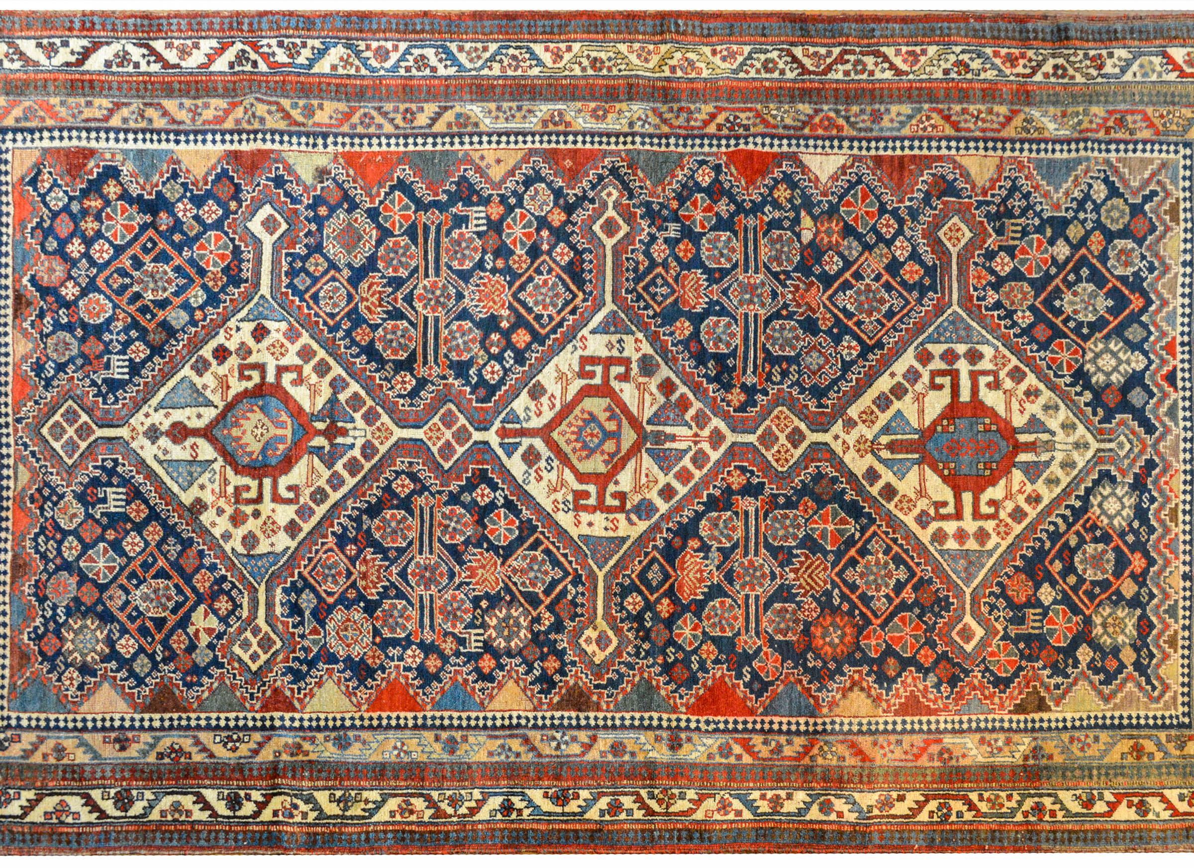 Persian Extraordinary Early 20th Century Ghashgaei Rug For Sale