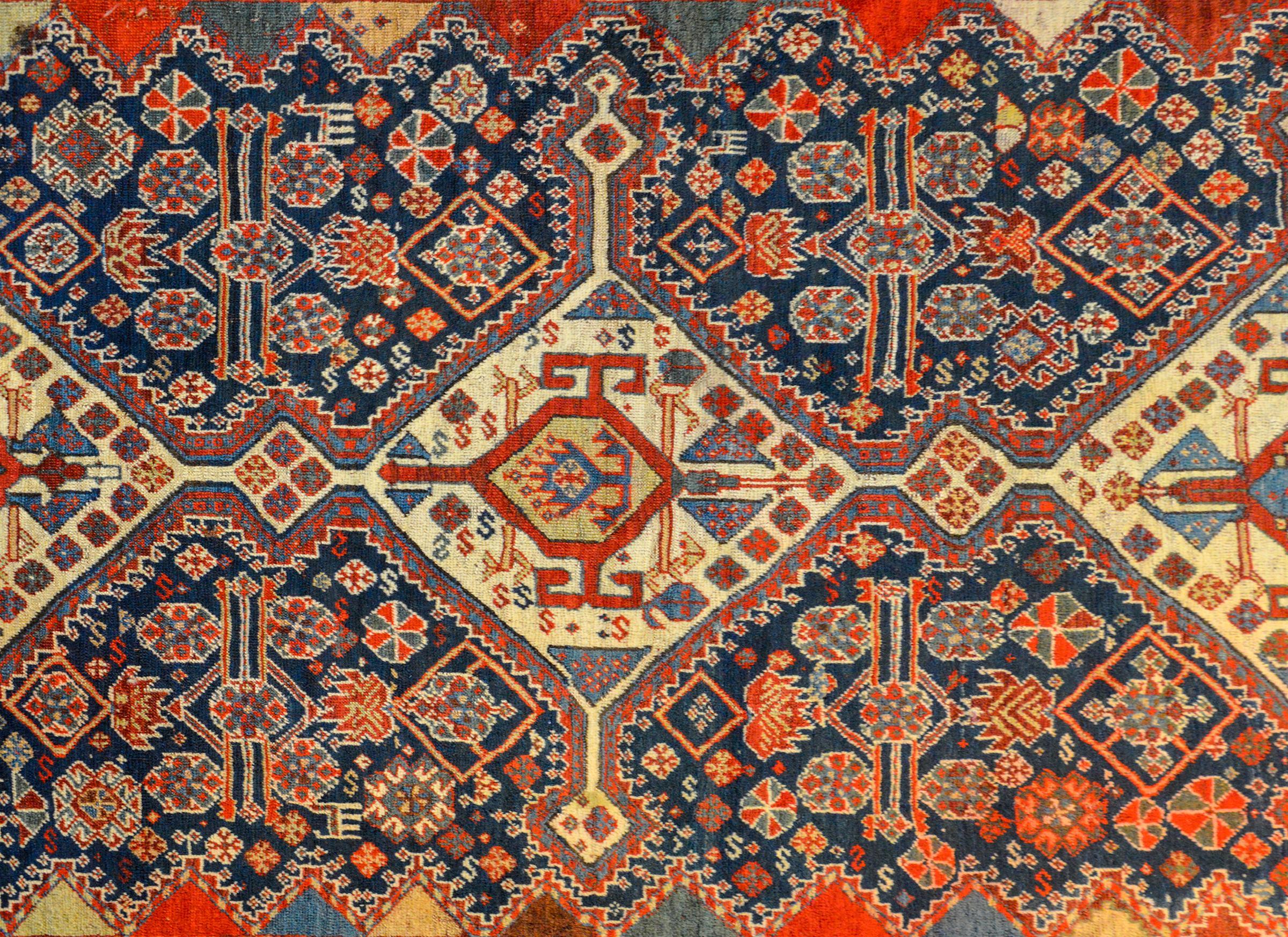 Wool Extraordinary Early 20th Century Ghashgaei Rug For Sale