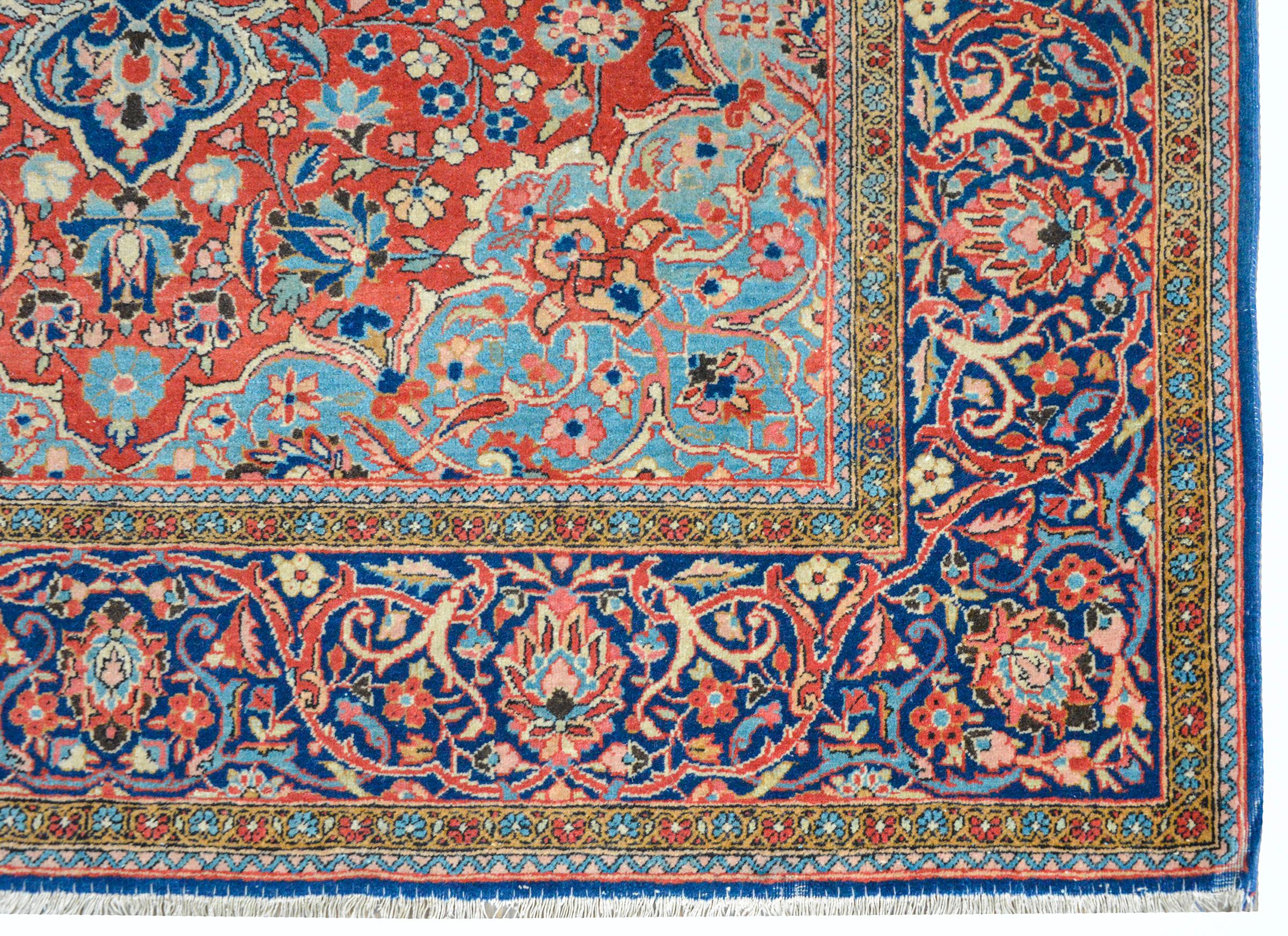 Wool Extraordinary Early 20th Century Kashan Rug For Sale