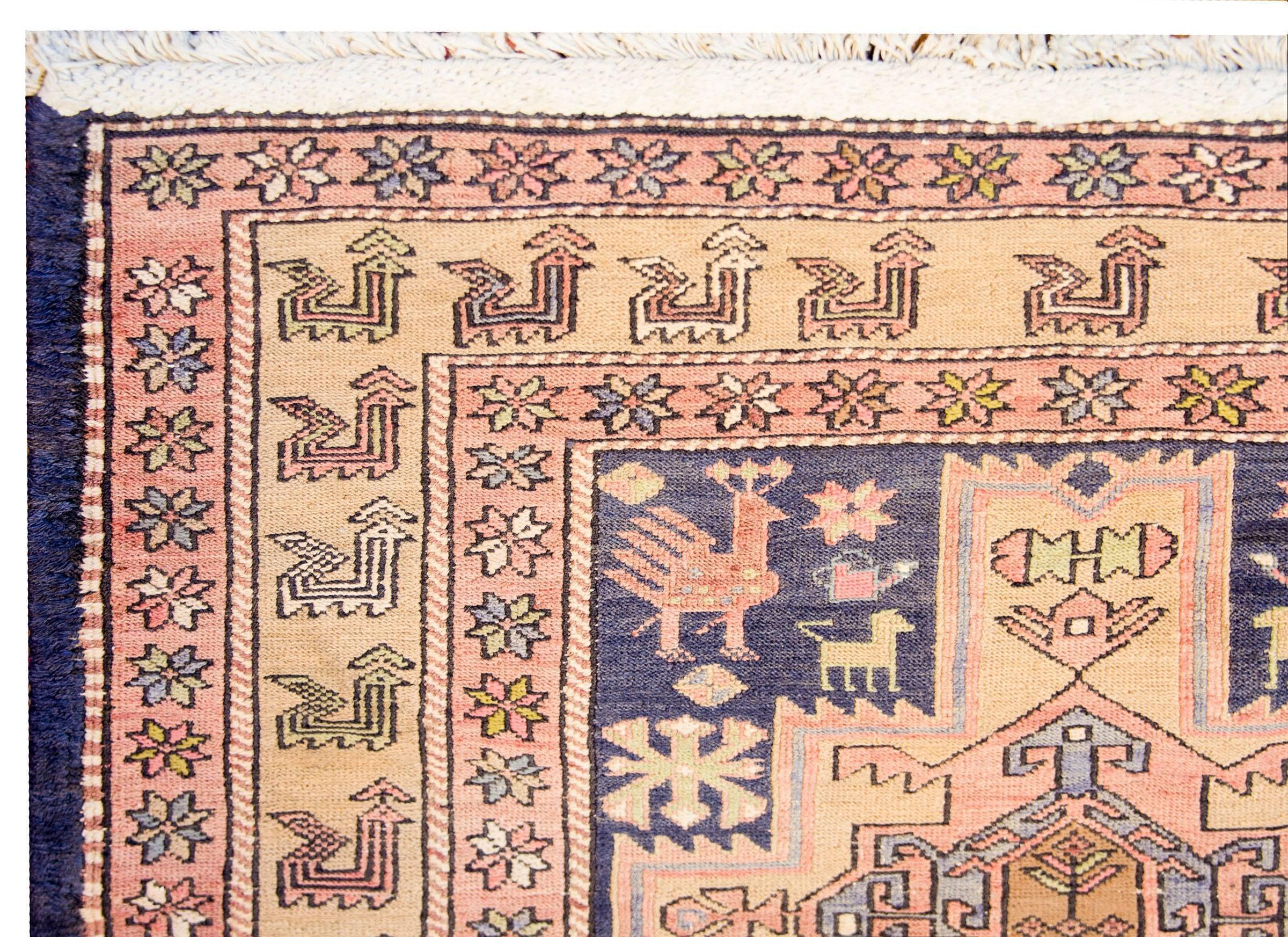 Wool Extraordinary Early 20th Century Sumak Azeri Rug For Sale