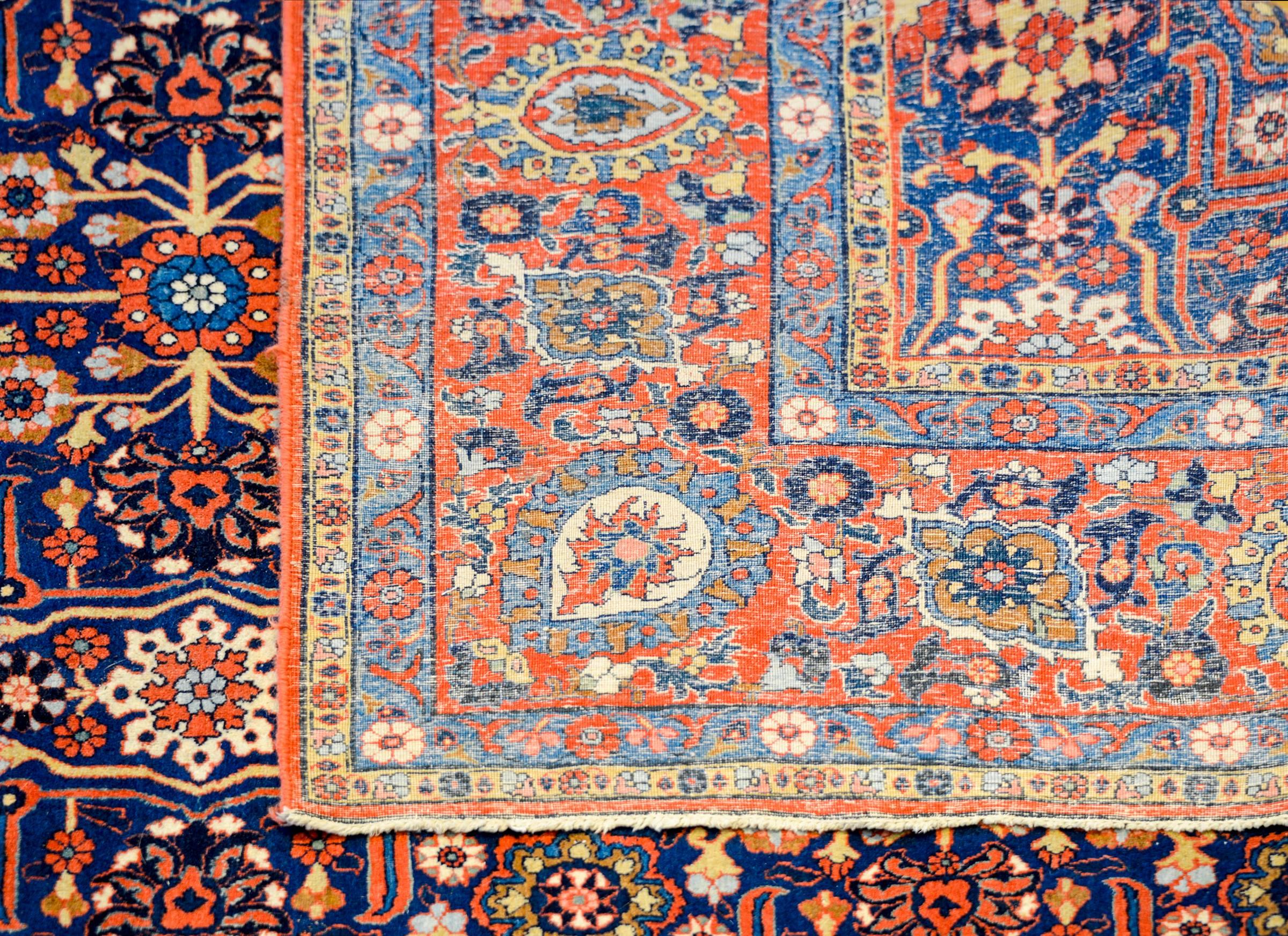 Außergewöhnlicher Yazd-Teppich aus dem frühen 20. Jahrhundert im Zustand „Gut“ im Angebot in Chicago, IL