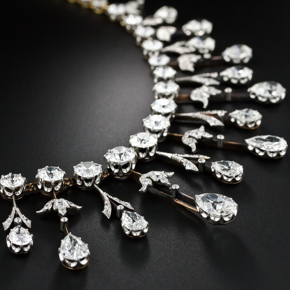 Women's Extraordinary Edwardian Diamond Fringe Necklace For Sale