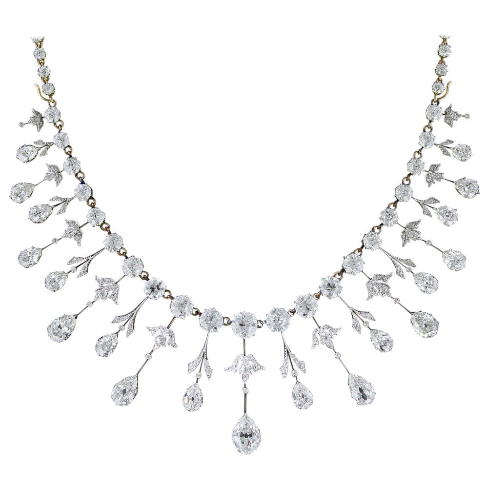 Extraordinary Edwardian Diamond Fringe Necklace For Sale