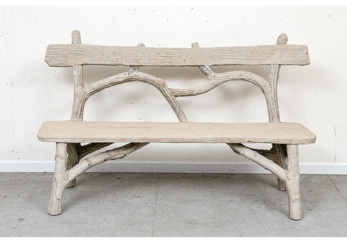 Fer Extraordinaire banc de jardin Faux Bois Cast Stone Branch en vente