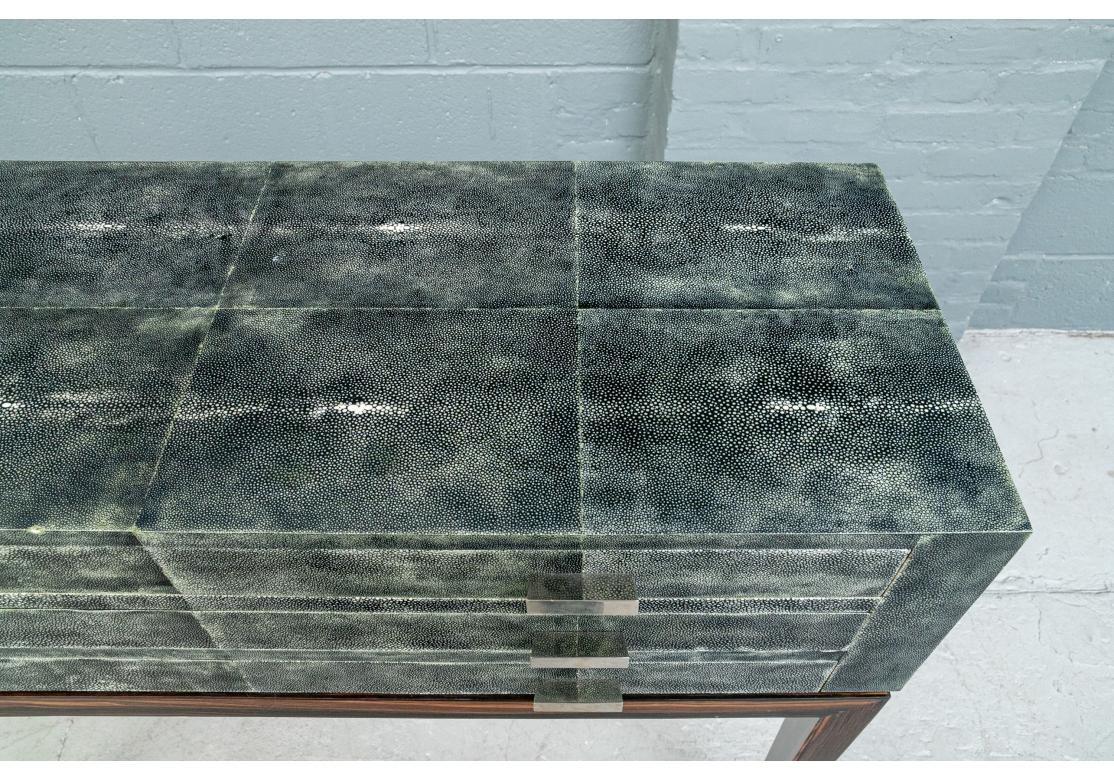 Extraordinary Faux Shagreen Chest on Stand In Fair Condition For Sale In Bridgeport, CT