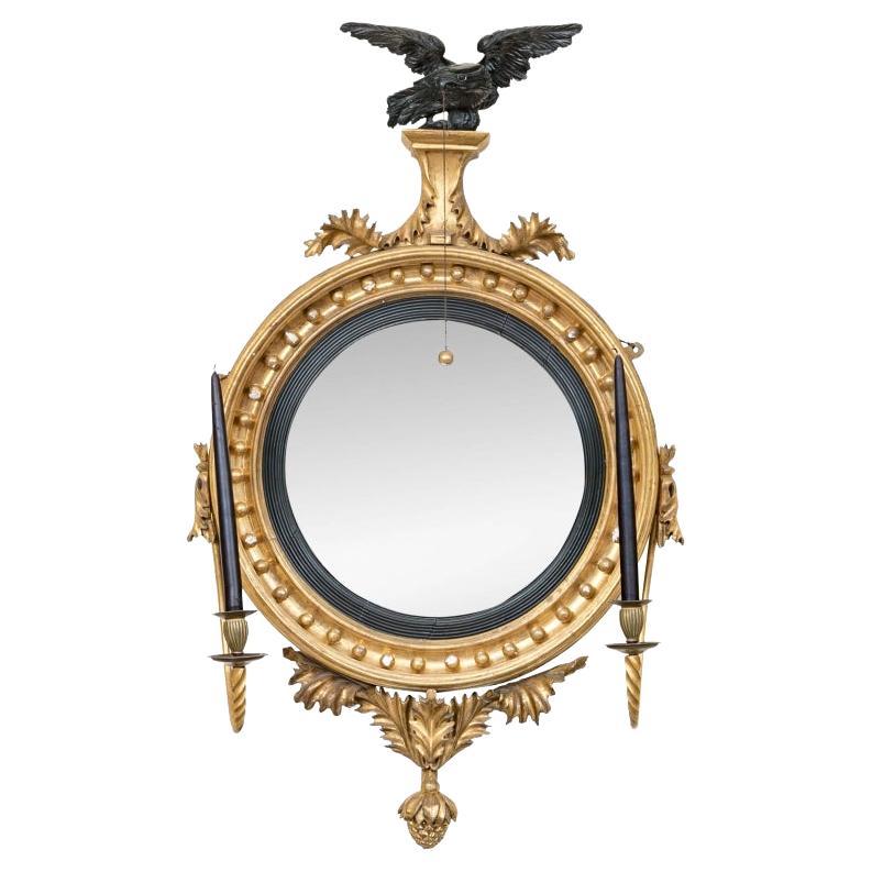 Extraordinary Fine Period Georgian Bullseye Convex Mirror For Sale