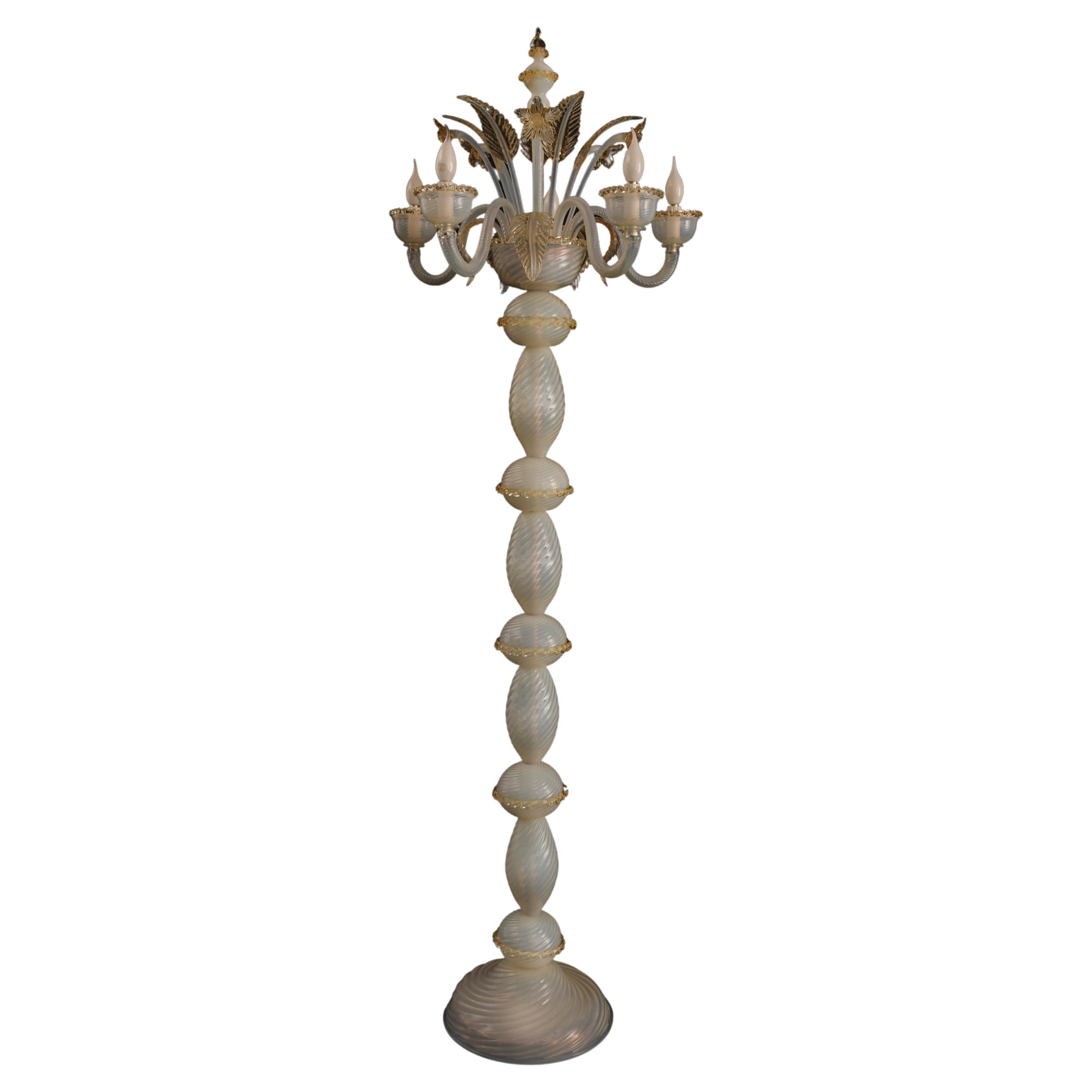 Extraordinary Floor Lamp in Precious Murano Glass For Sale