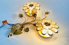 Extraordinary Floral Crystal Glass Sconce by Palwa, Germany, 1960s