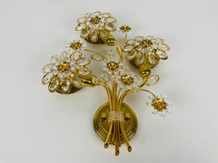 Extraordinary Floral Crystal Glass Sconce by Palwa, Germany, 1960s