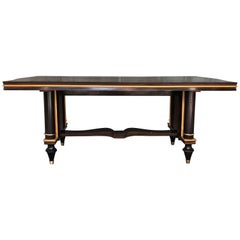 Extraordinary French Art Deco Macassar Ebony Dining Table, 1940s