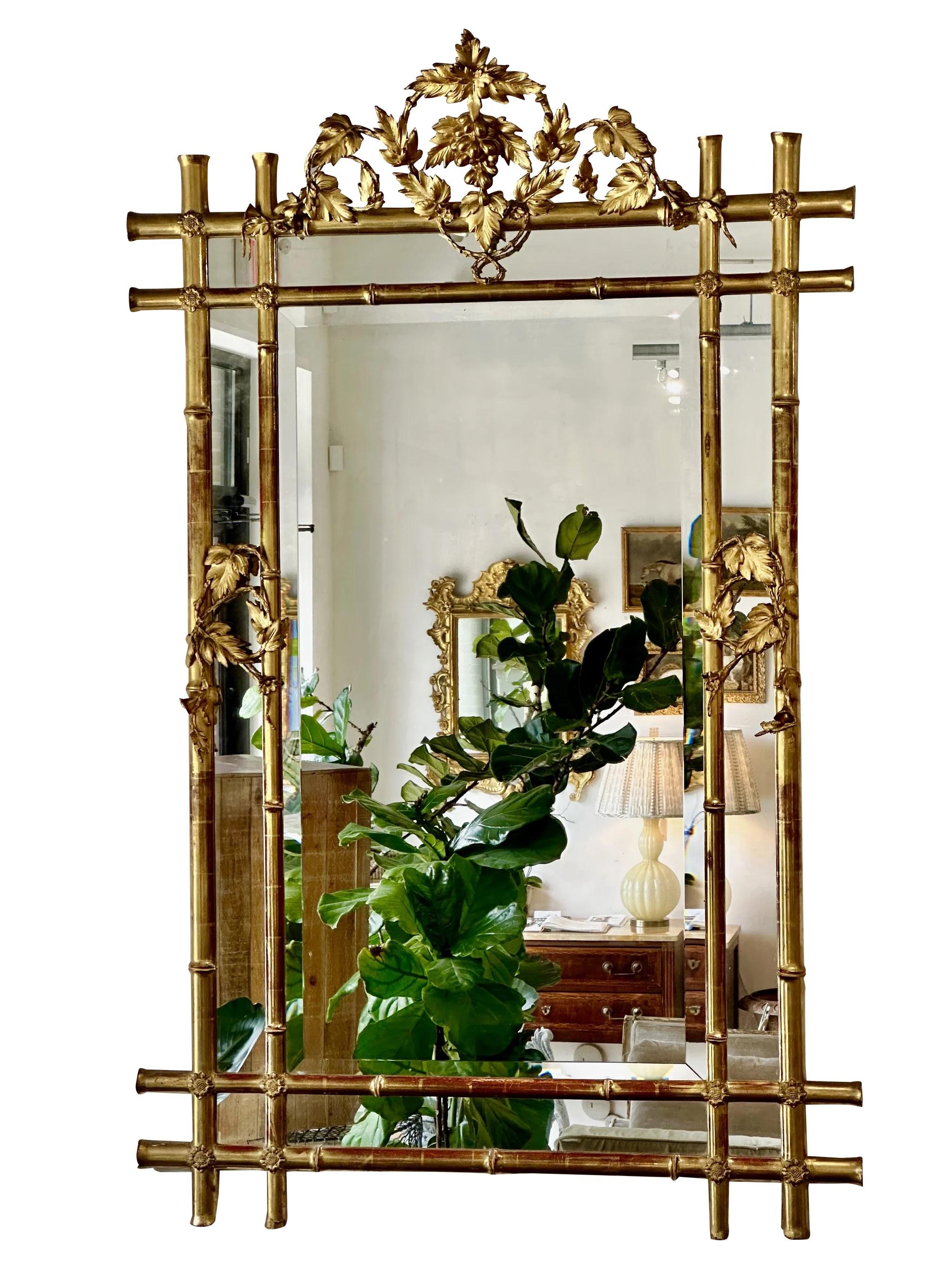 Mid-19th Century Extraordinary French Louis Philippe Giltwood Looking Glass, c. 1840 For Sale