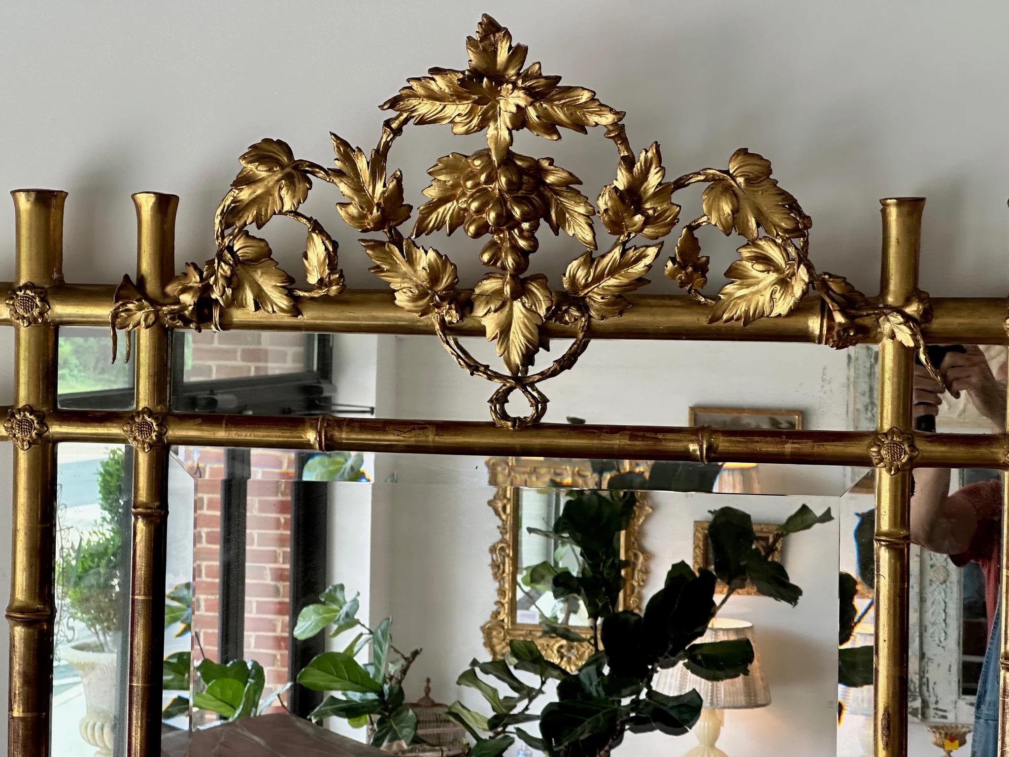 Extraordinary French Louis Philippe Giltwood Looking Glass, c. 1840 For Sale 2