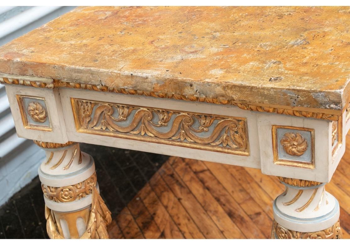 Extraordinary French Style Carved, Gilt And Paint Decorated Console For Sale 2