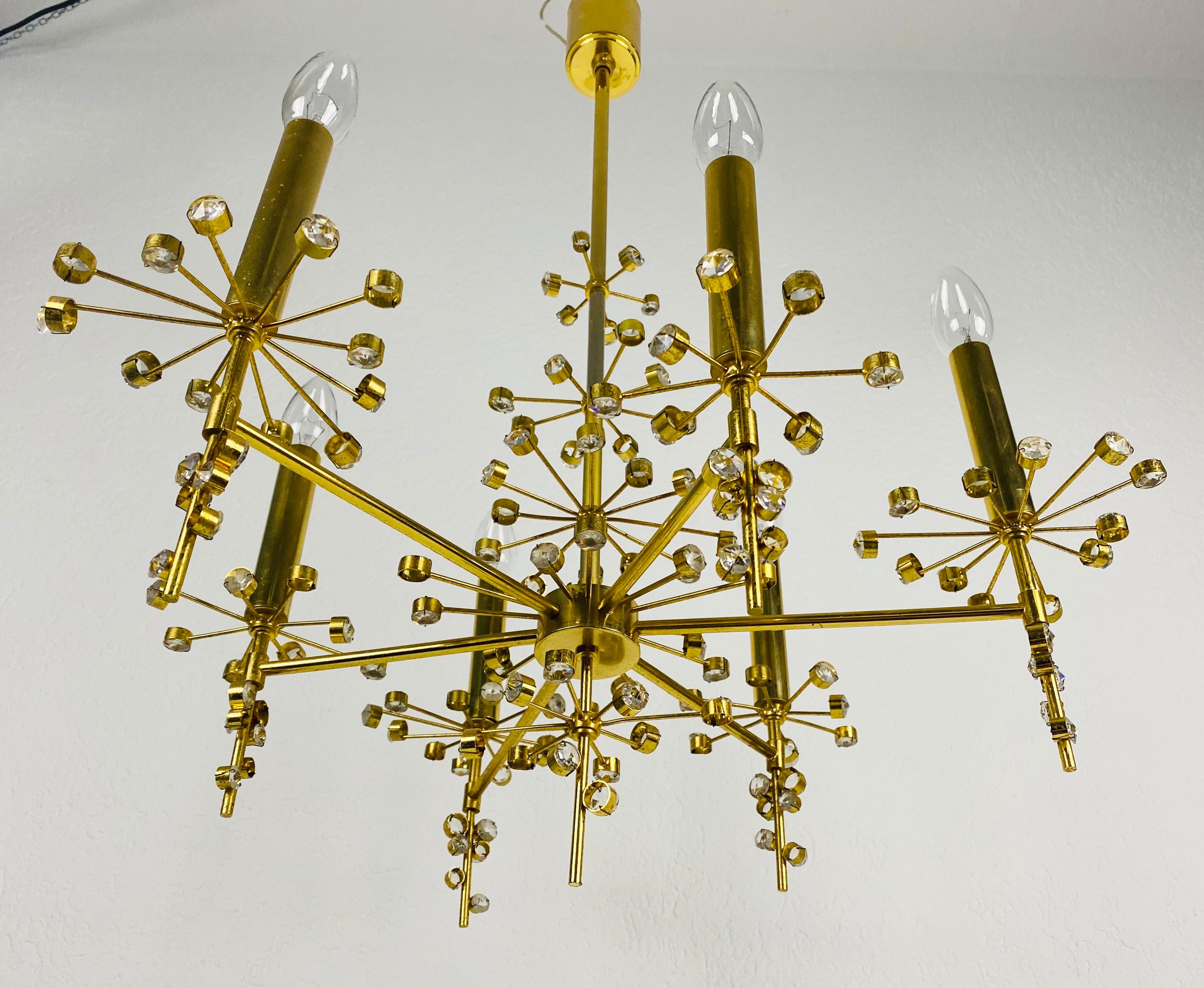 Mid-20th Century Extraordinary Geometric Crystal Glass Chandelier by Palwa, Germany, 1960s For Sale
