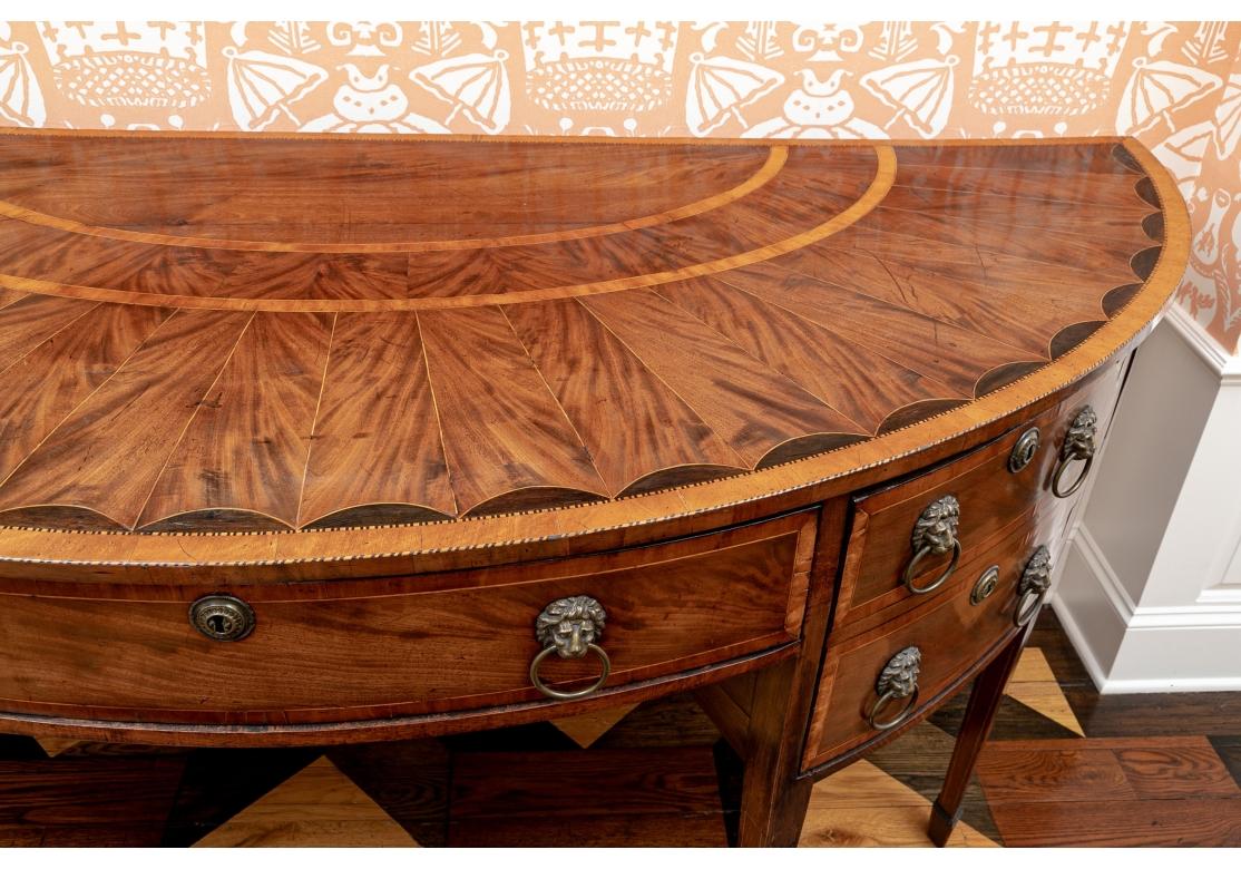 Inlay Extraordinary George III Mahogany Demilune Inlaid Sideboard For Sale