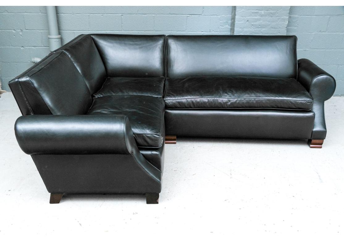 Extraordinaire canapé sectionnel en cuir noir George Smith en vente 4