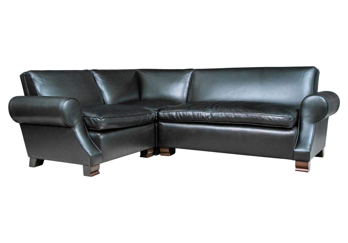Extraordinaire canapé sectionnel en cuir noir George Smith en vente 5