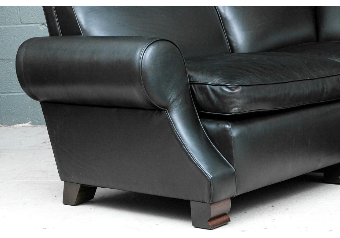 Mid-Century Modern Extraordinaire canapé sectionnel en cuir noir George Smith en vente