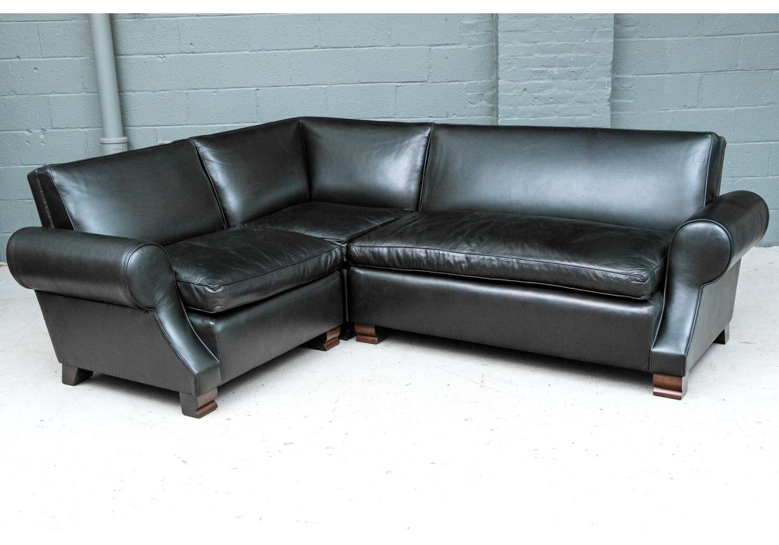 Cuir Extraordinaire canapé sectionnel en cuir noir George Smith en vente