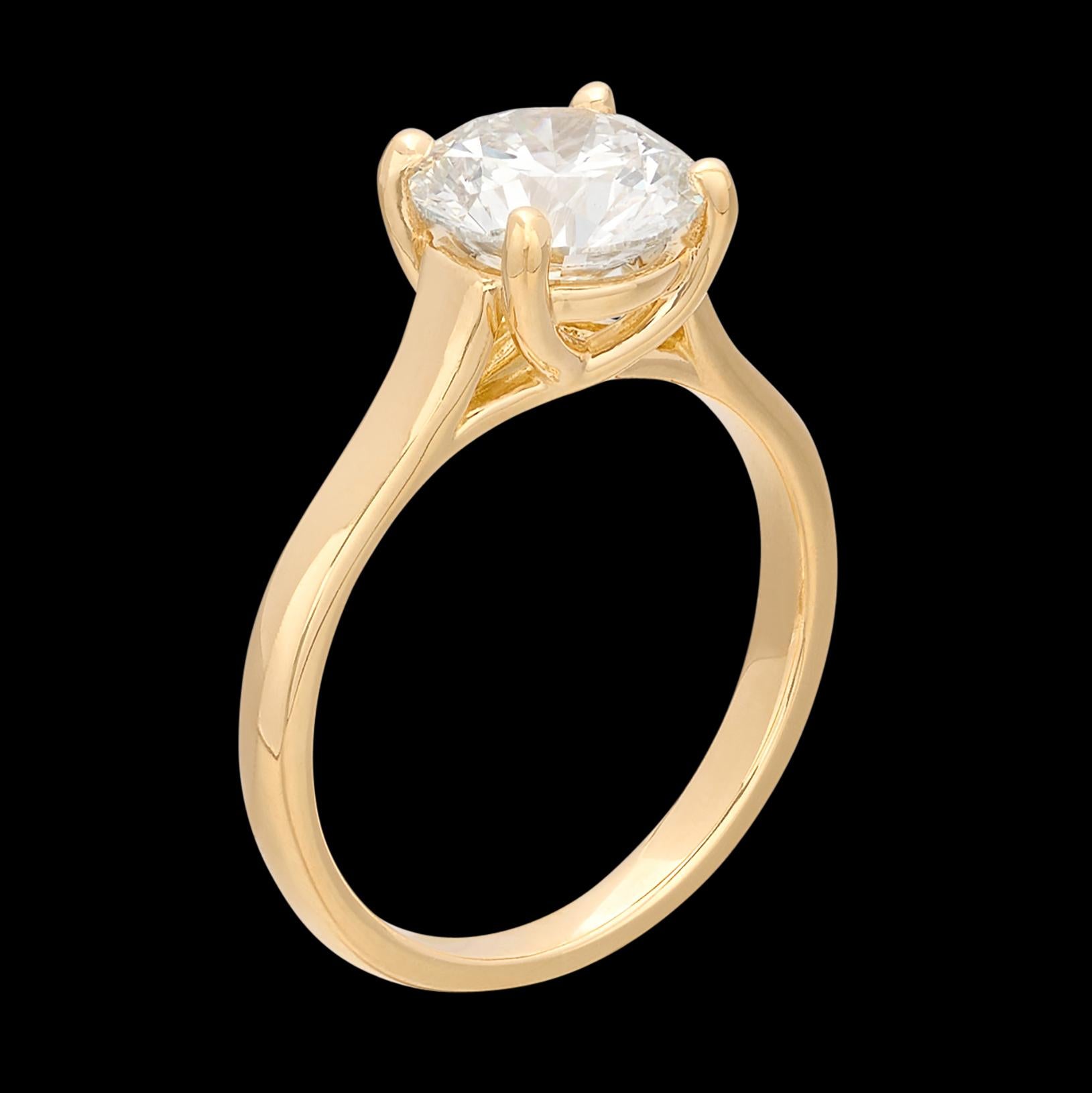 Round Cut Extraordinary GIA 2.06ct Yellow Gold Diamond Ring For Sale