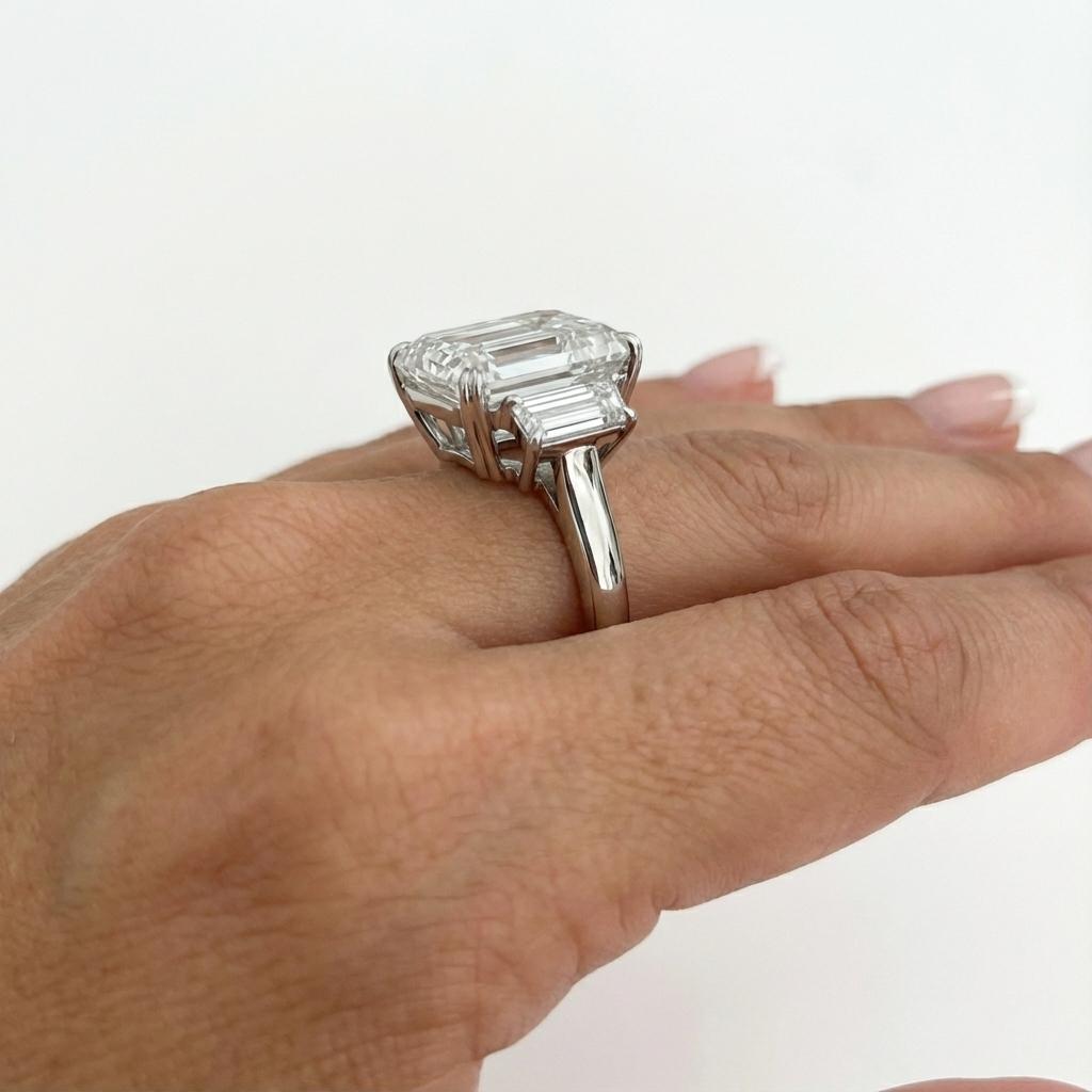 Bague extraordinaire en diamant taille émeraude de 10,38 carats certifiée par le GIA Neuf - En vente à Chicago, IL