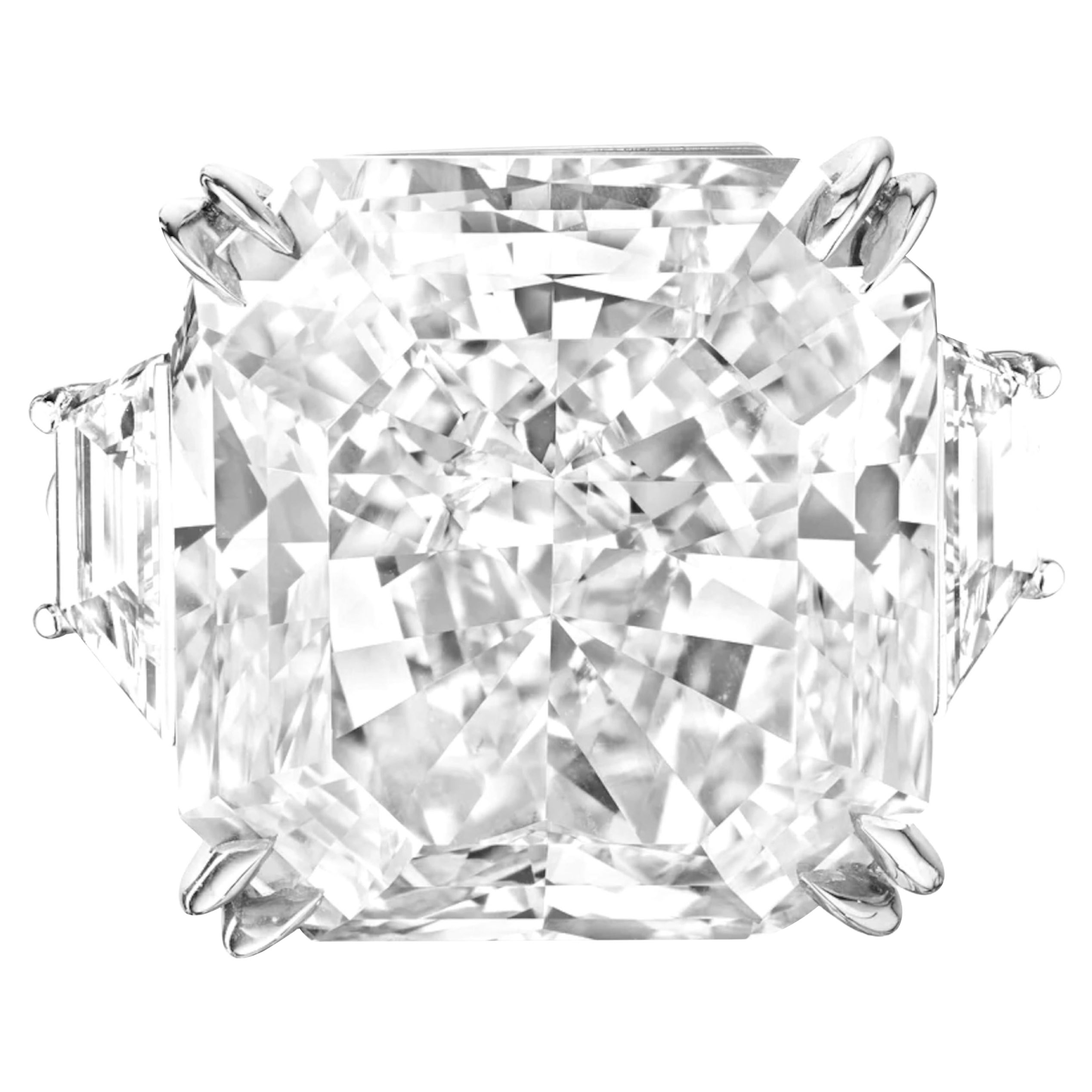 Extraordinario anillo de diamantes de talla radiante de 20,45 quilates certificado por el GIA