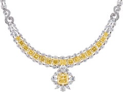 GIA Certified 50 Carat Fancy Yellow Diamond Chandelier Necklace in 18K Gold
