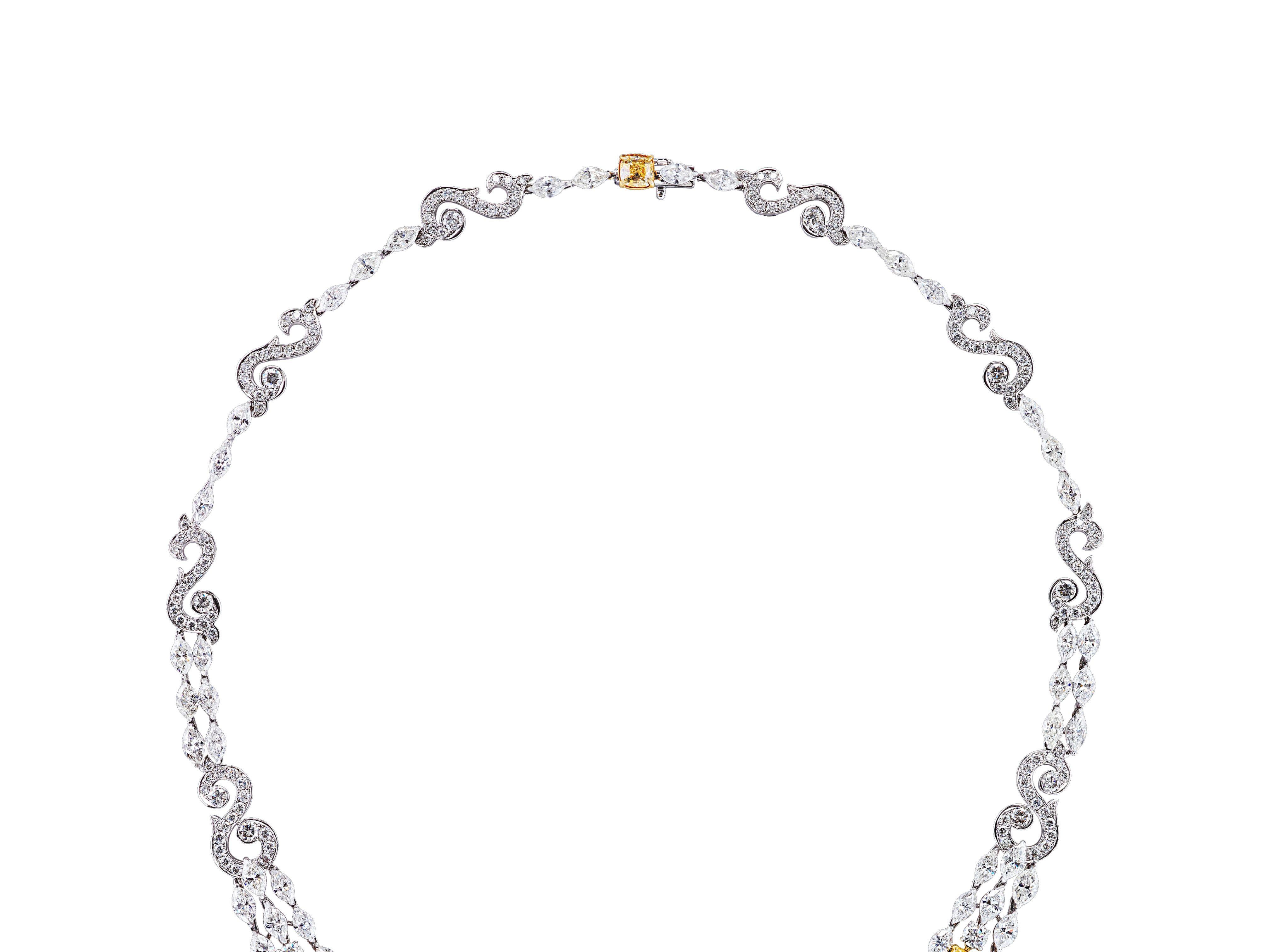 Außergewöhnliche GIA-zertifizierte 50 Karat Ausgefallene gelbe Diamant-Halskette aus 18 Karat Gold (Moderne) im Angebot
