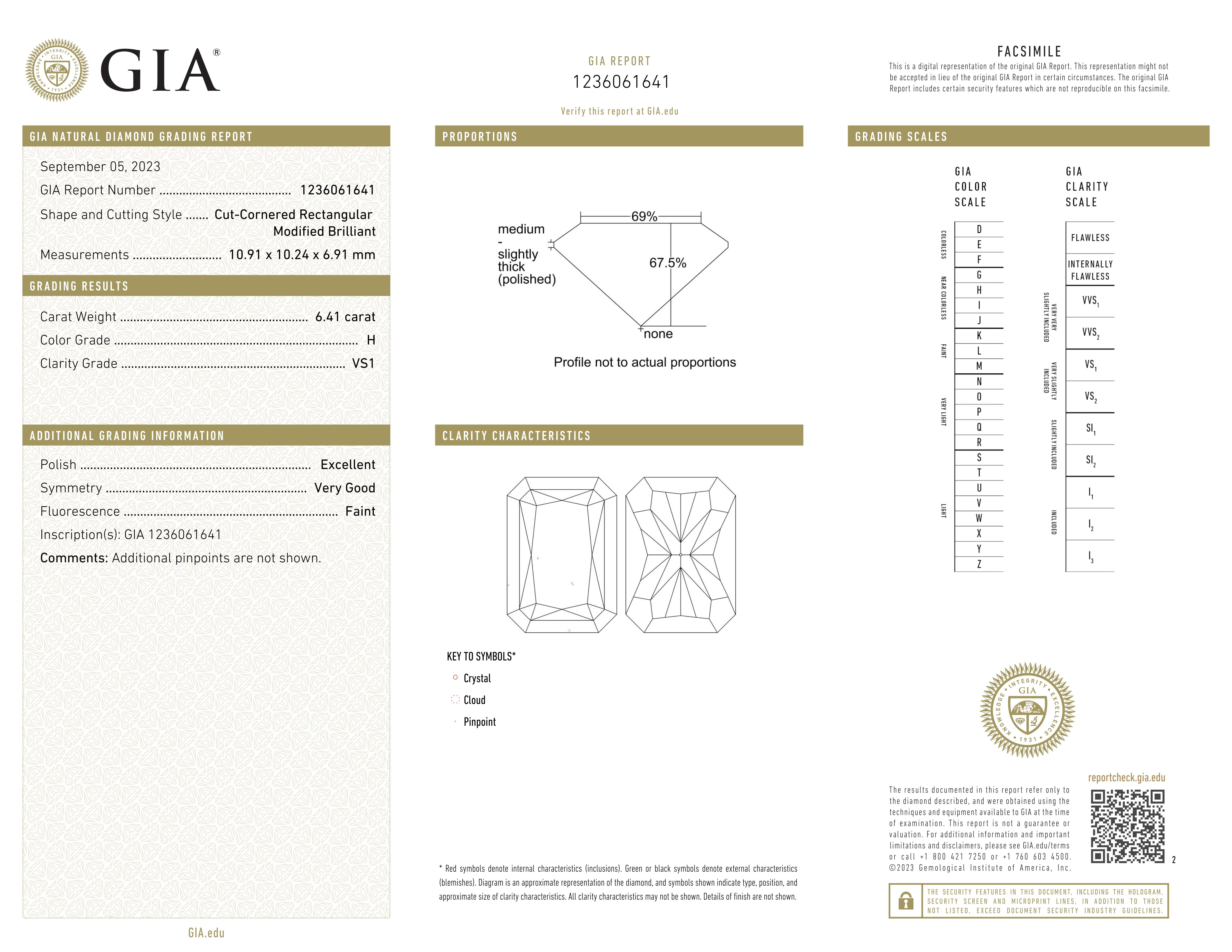 Taille radiant Extraordinaire bague en diamant certifié GIA de 6.41 carats à taille rayonnante en vente