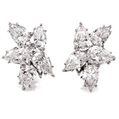Extraordinary GIA Diamond Emerald Platinum Clip-On Earrings