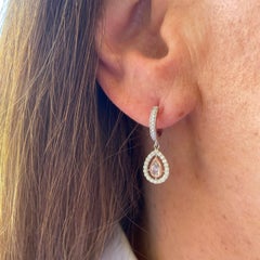 Extraordinary GIA Pink & White Diamond Drop Earrings