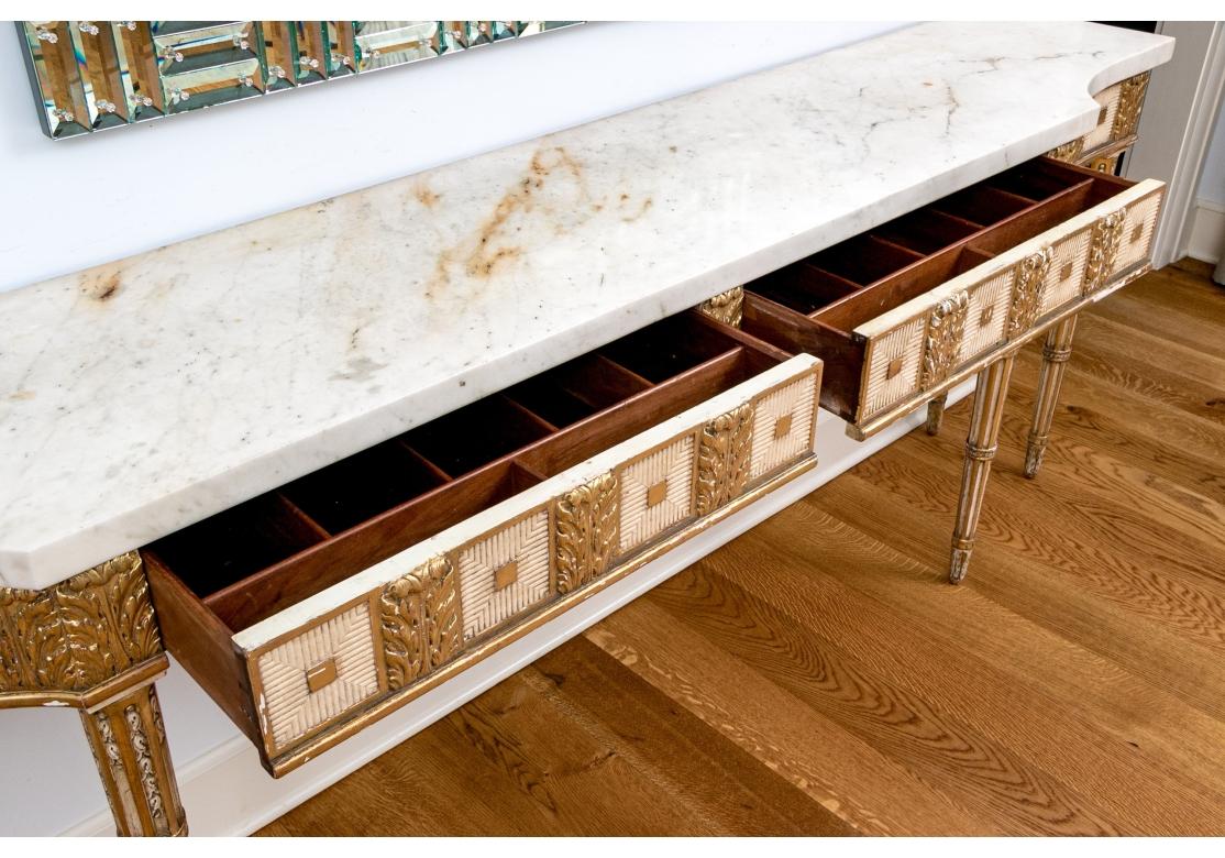 Extraordinary Gilt Neoclassical Style Console With Marble Top For Sale 10