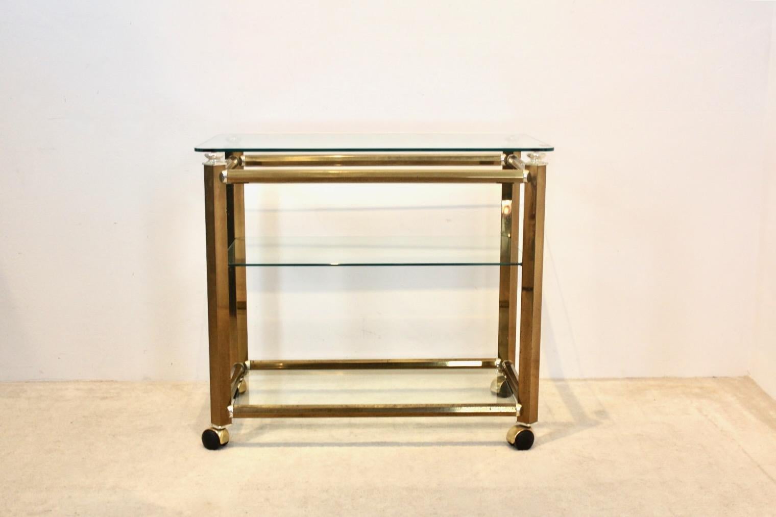 Extraordinario carro de bar Ponti & Terenghi de latón y níquel, Italia Italiano en venta