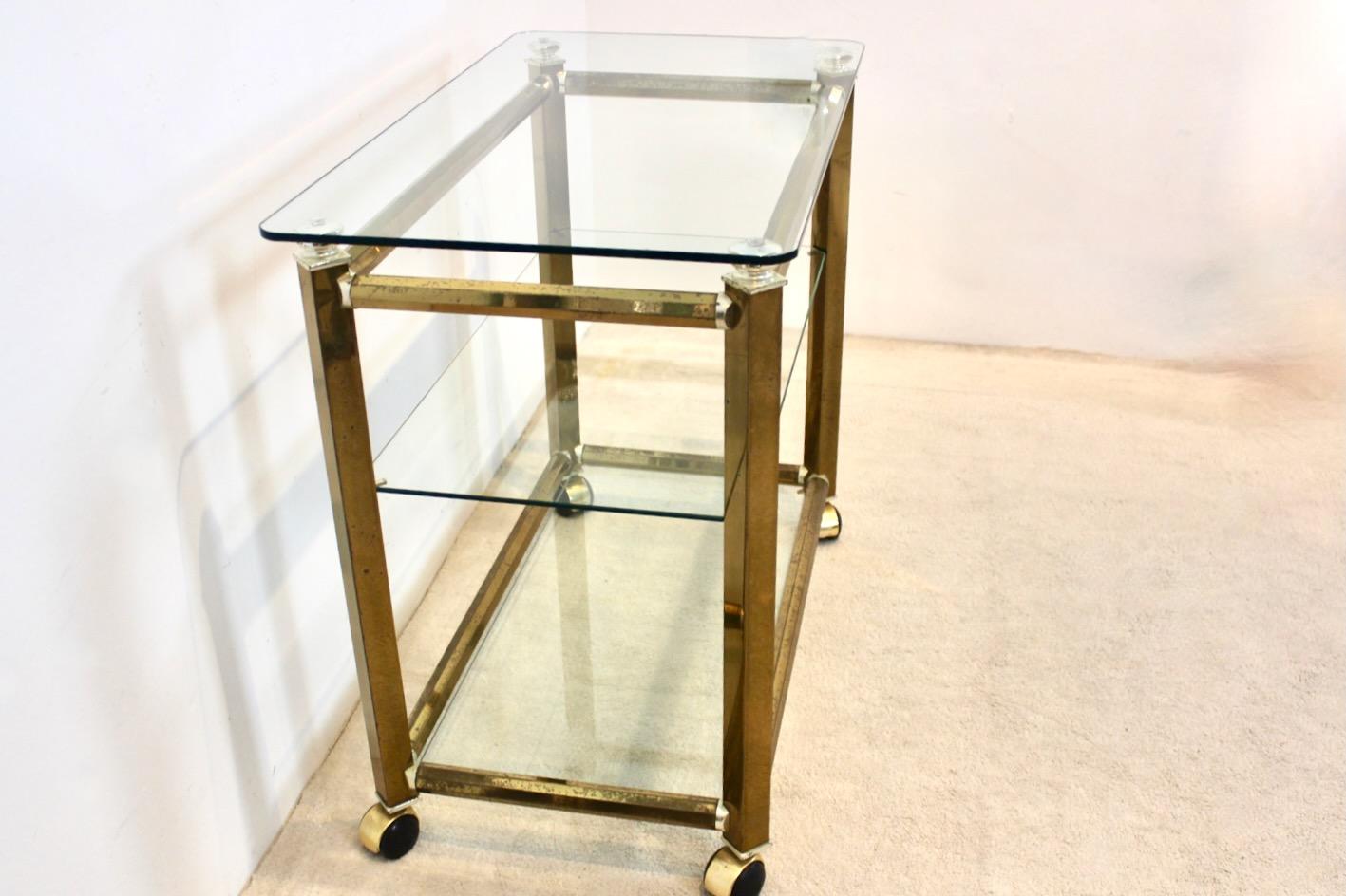 Extraordinario carro de bar Ponti & Terenghi de latón y níquel, Italia siglo XX en venta