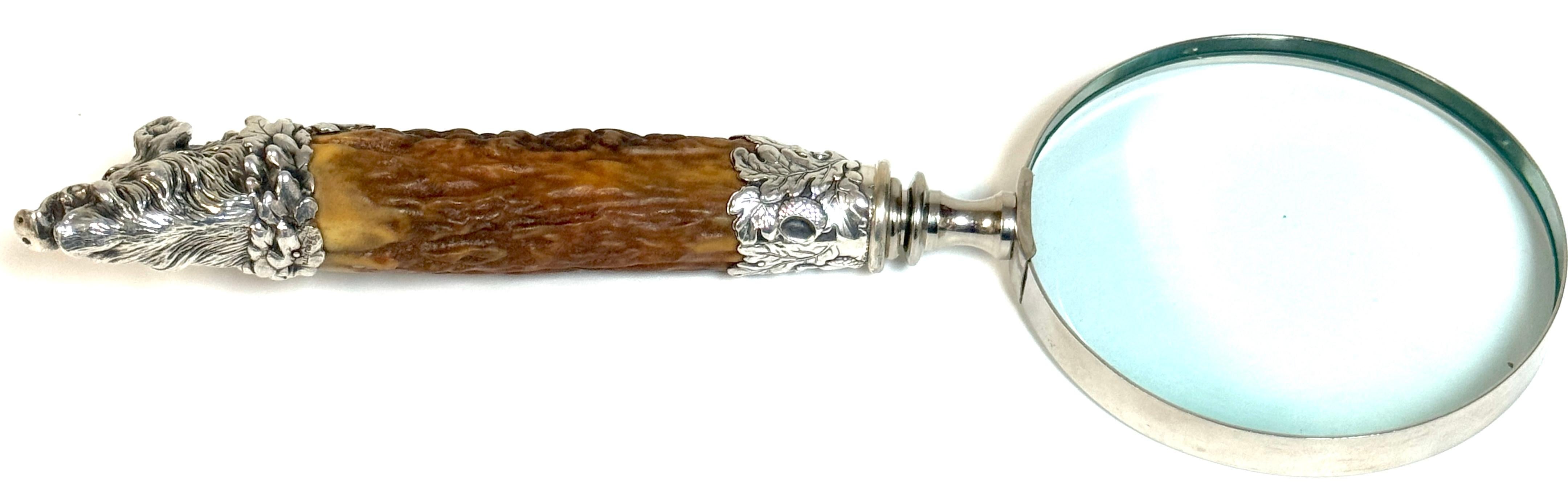 Extraordinary Gorham Cast Sterling Wild Boar Magnifying Glass, 1870s 7