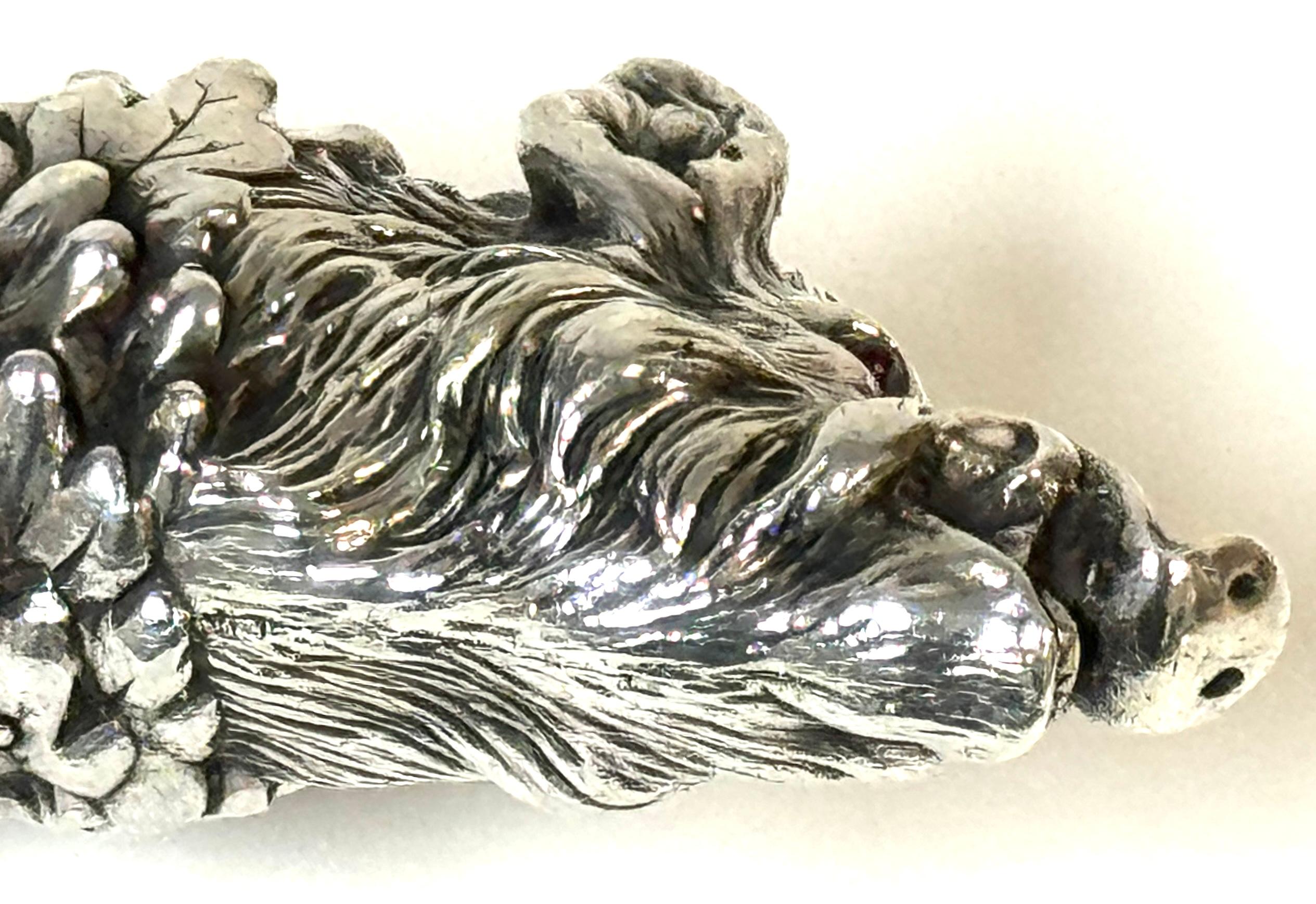 Extraordinary Gorham Cast Sterling Wild Boar Magnifying Glass, 1870s 8