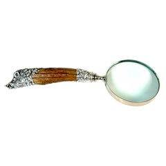 Extraordinary Gorham Cast Sterling Wild Boar Magnifying Glass, 1870s