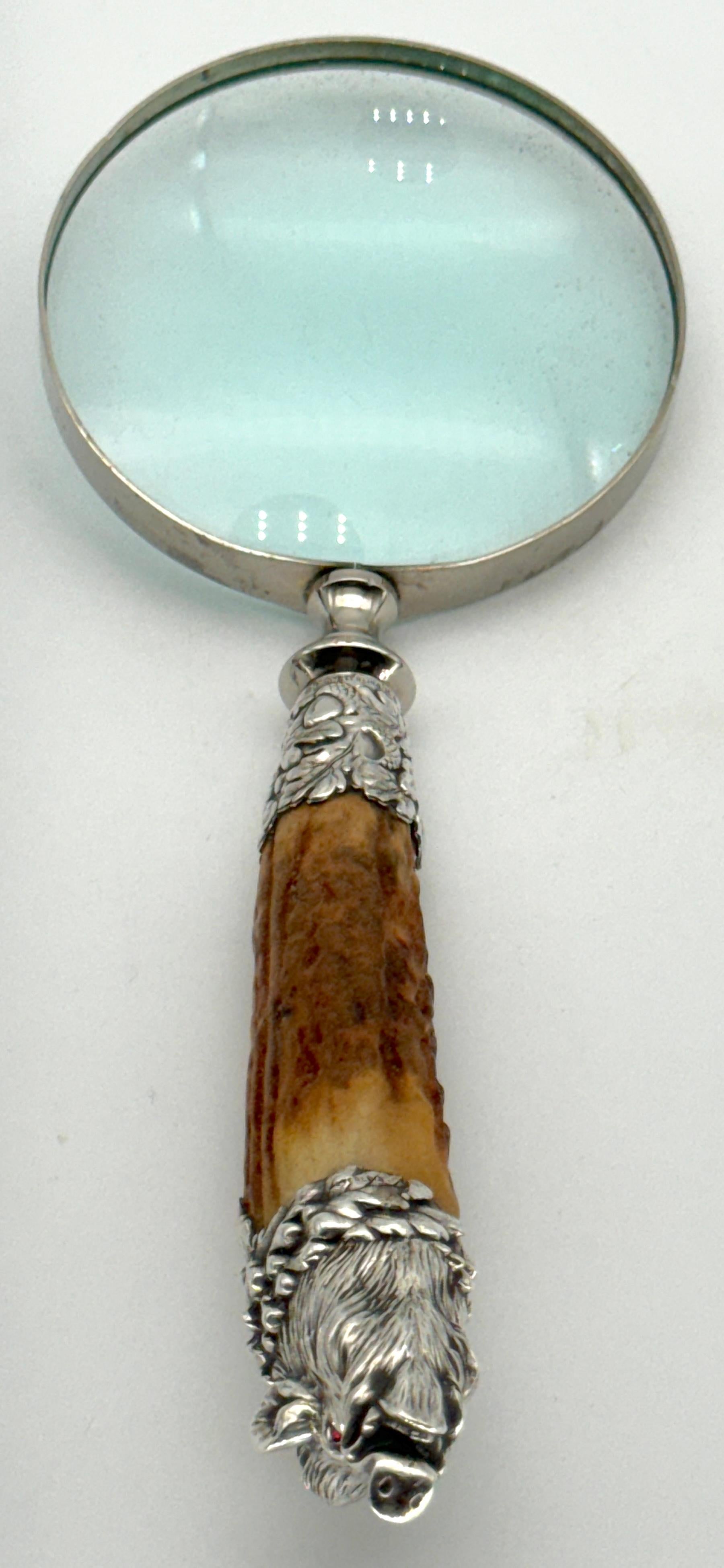 Extraordinary Gorham Cast Sterling Wild Boar Magnifying Glass, 1878 3