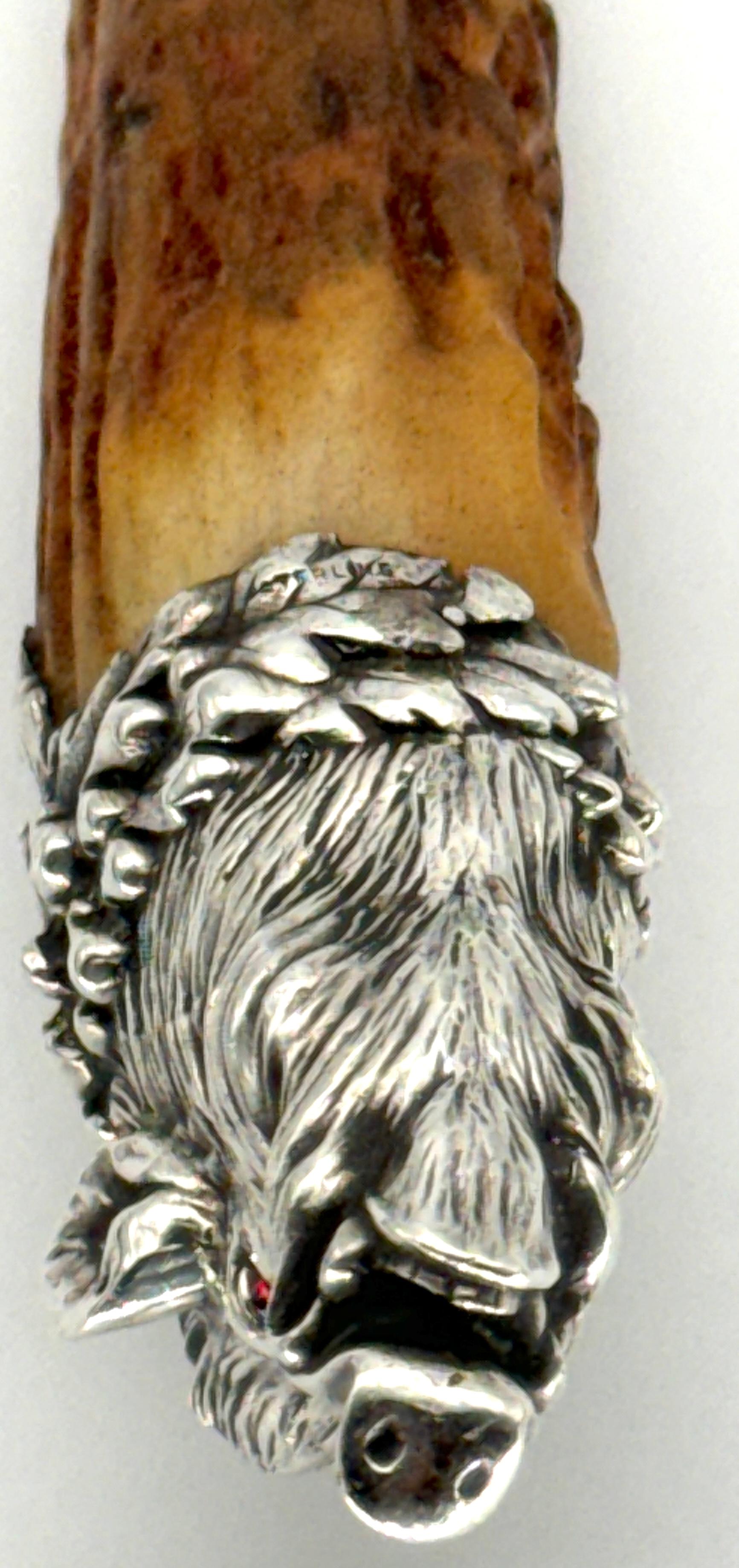 Extraordinary Gorham Cast Sterling Wild Boar Magnifying Glass, 1878 4