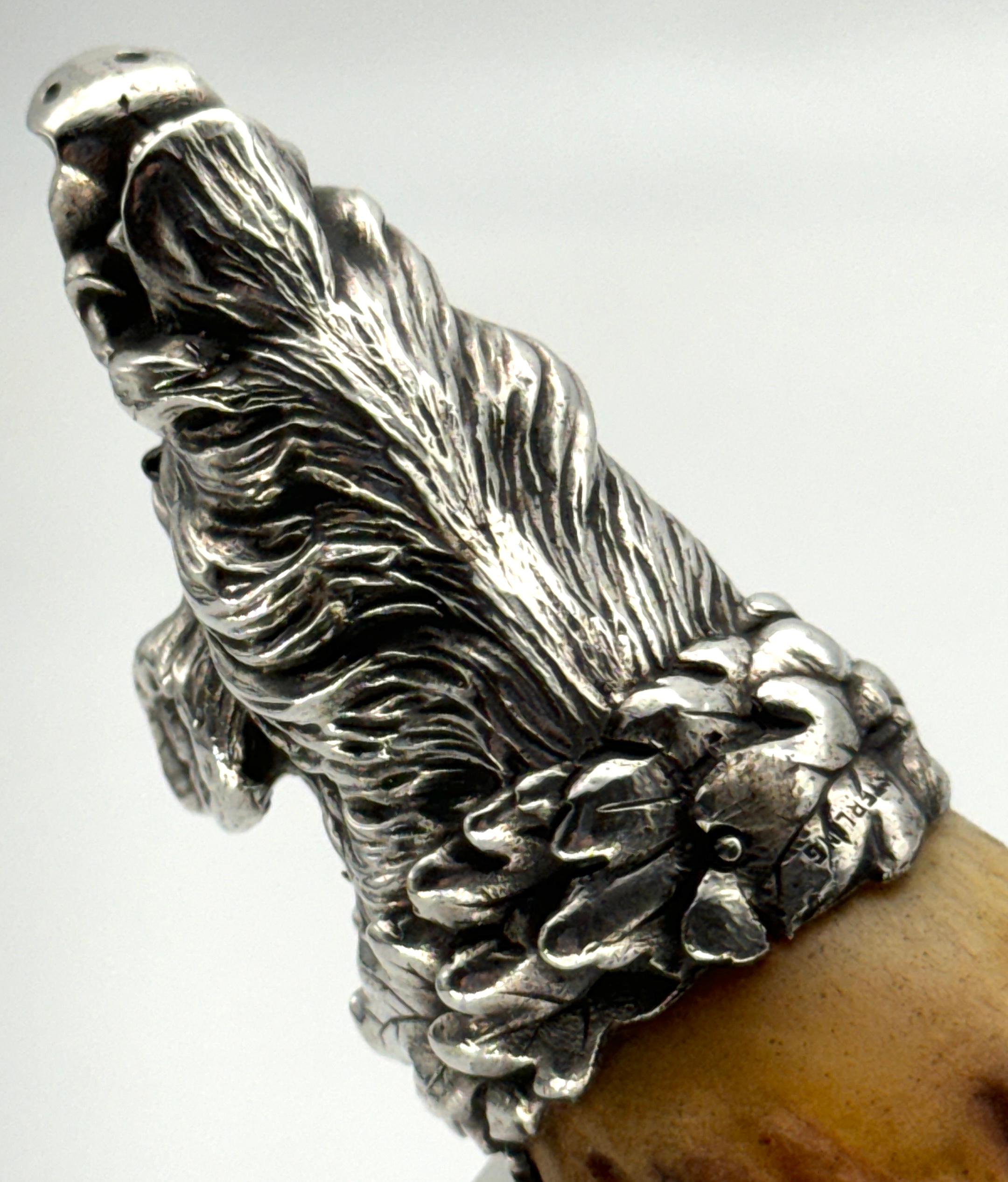 Extraordinary Gorham Cast Sterling Wild Boar Magnifying Glass, 1878 6